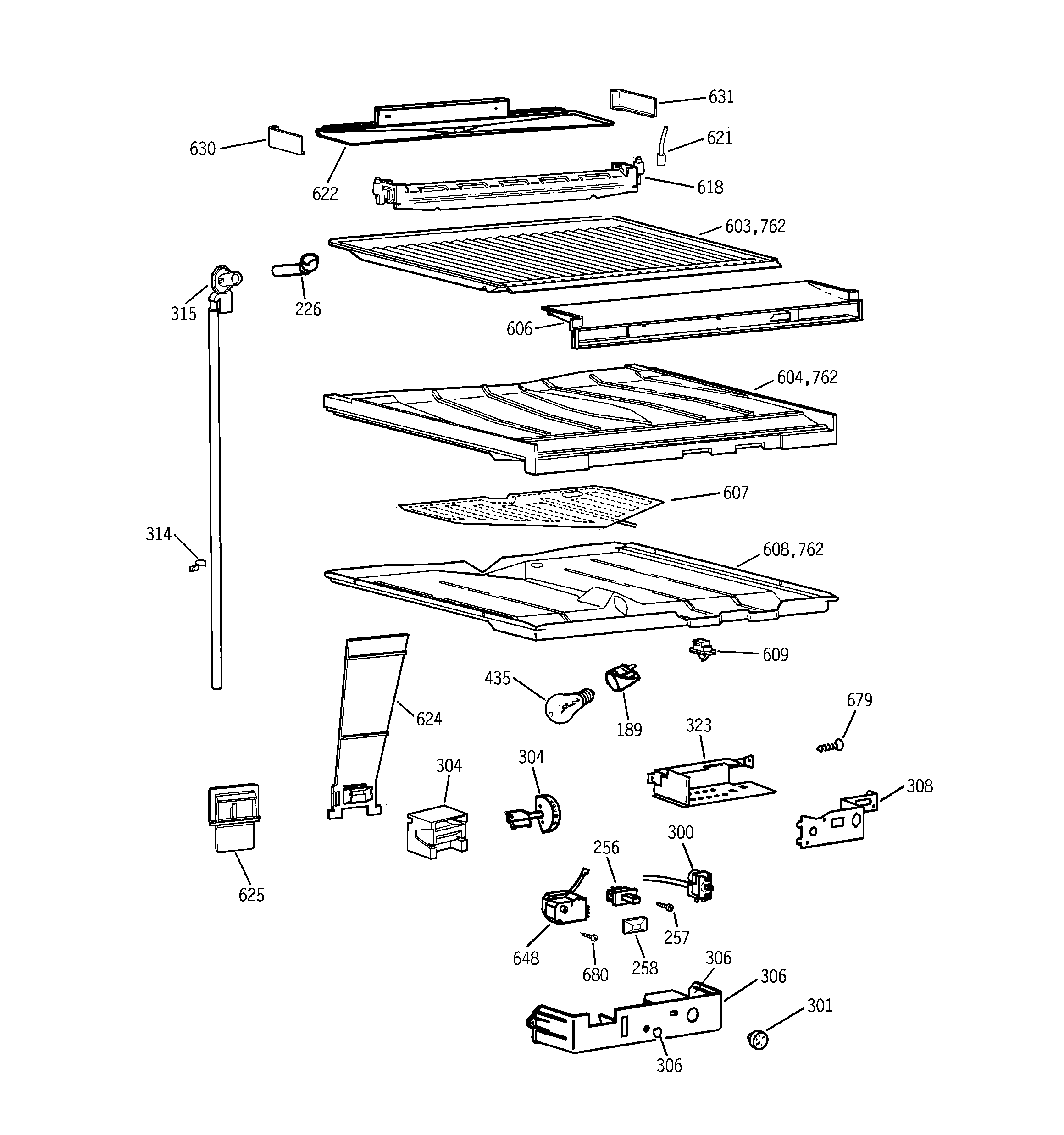 GE TBG25PAXDRWW compartment separator parts diagram