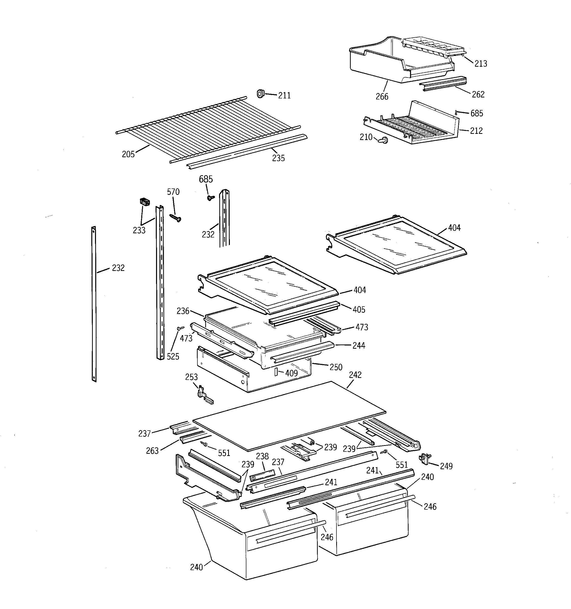 GE TBH18ZAXERWW shelf parts diagram