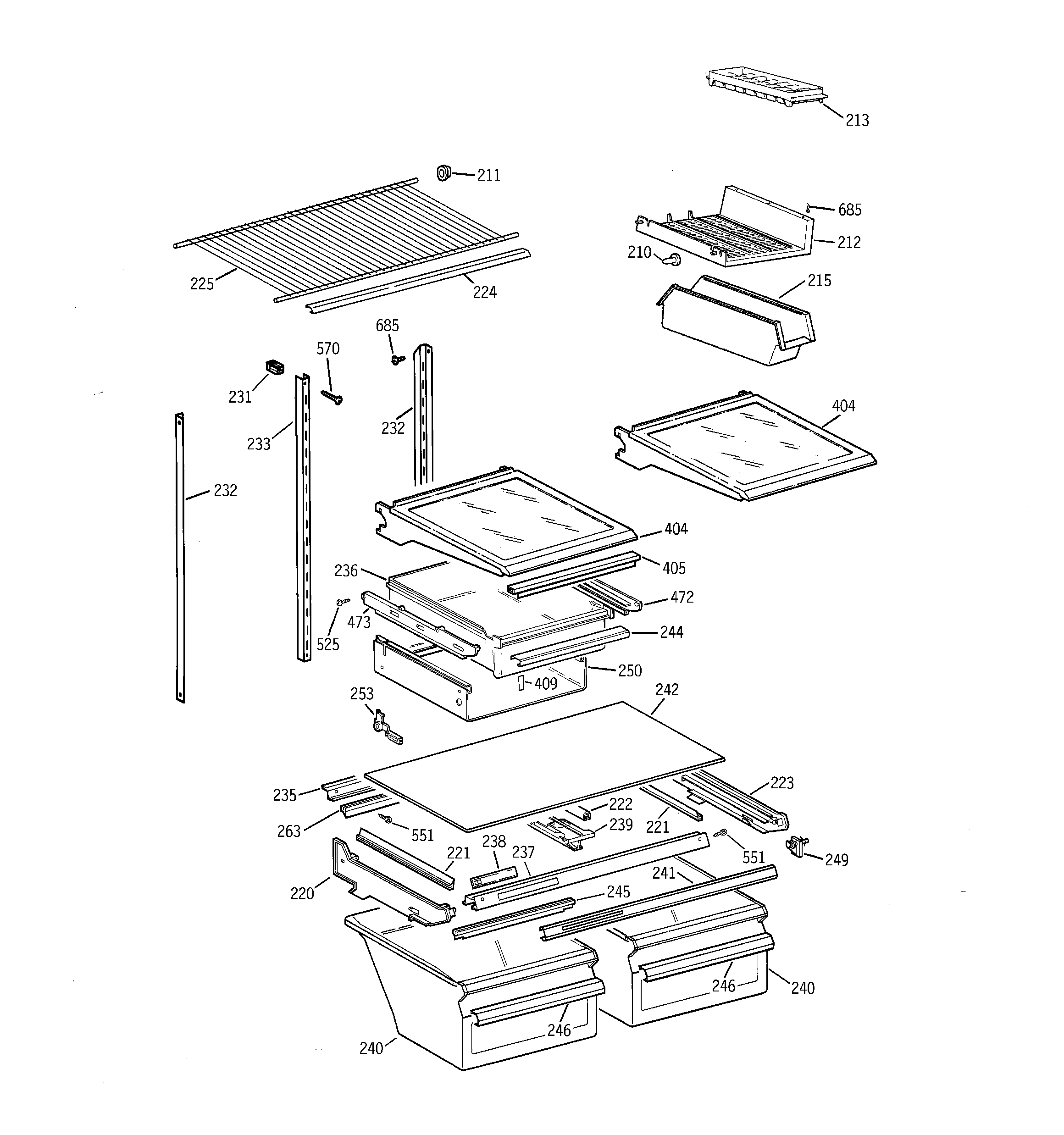 GE TBH18ZAXTRAA shelf parts diagram