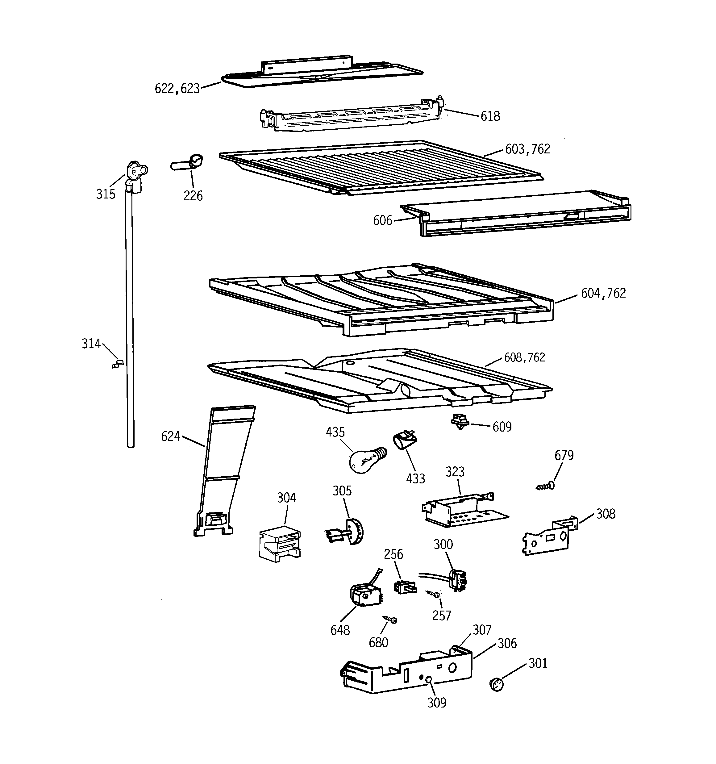 GE TBH18ZAXTRAA compartment separator parts diagram