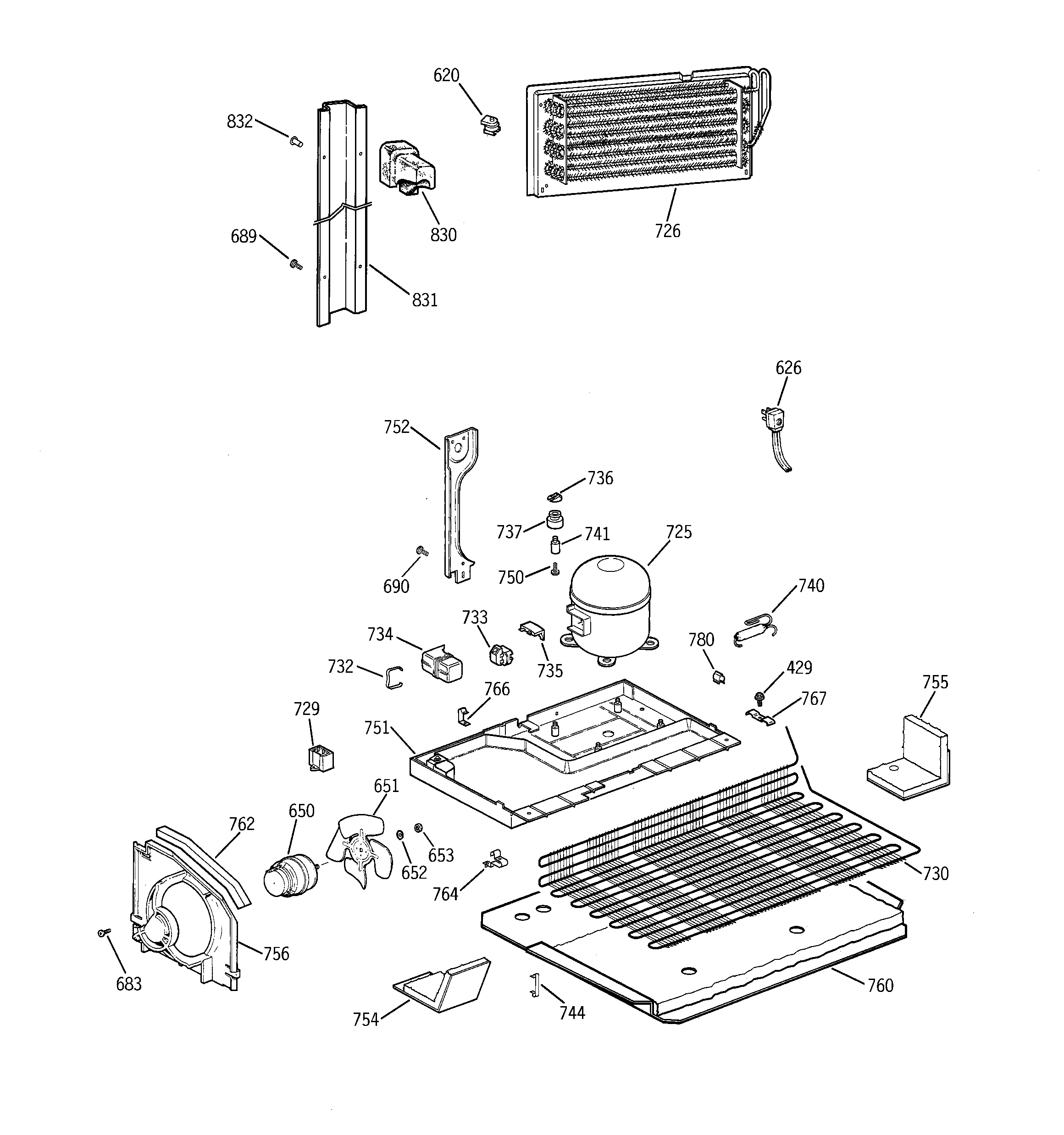GE TBH18ZAXTRAA unit parts diagram