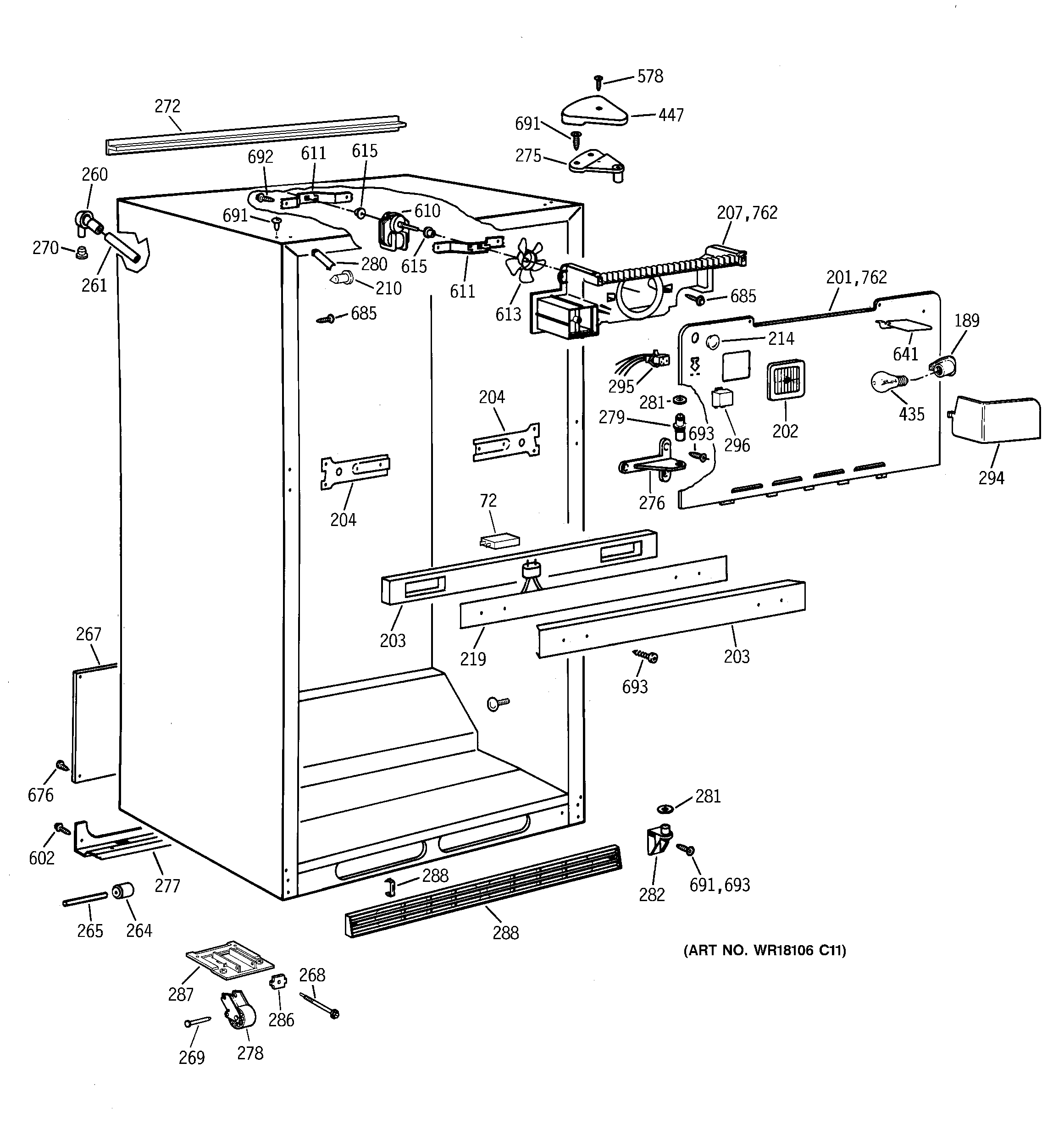 GE TBT25PATHRAA cabinet parts diagram