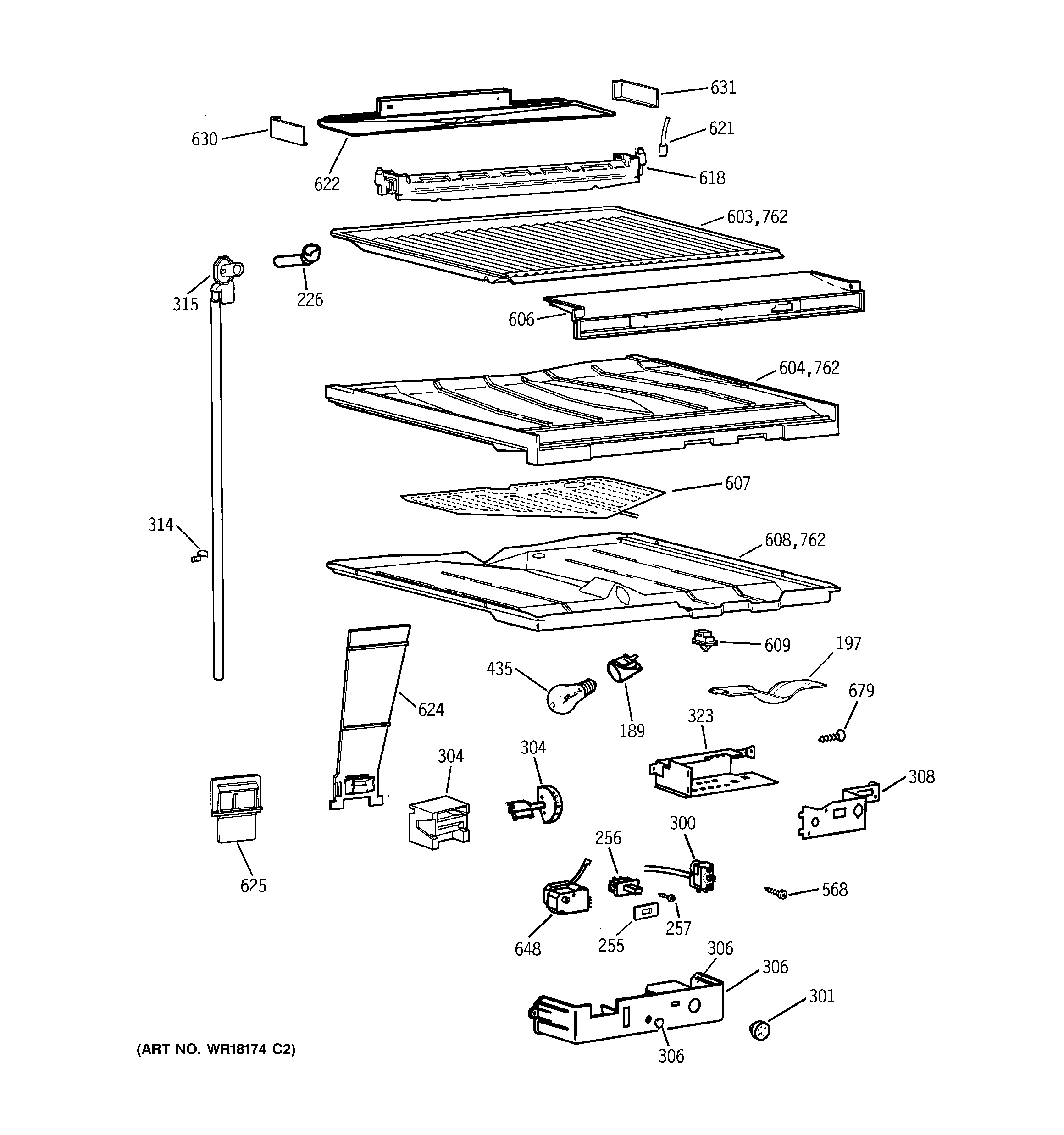 GE TBT25PATHRAA compartment separator parts diagram