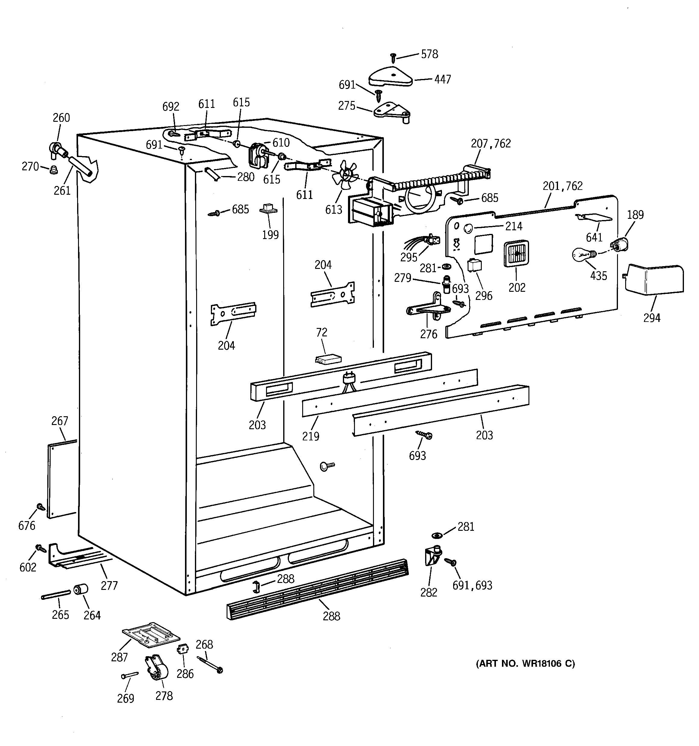 GE TBX19PAXBRBB cabinet parts diagram