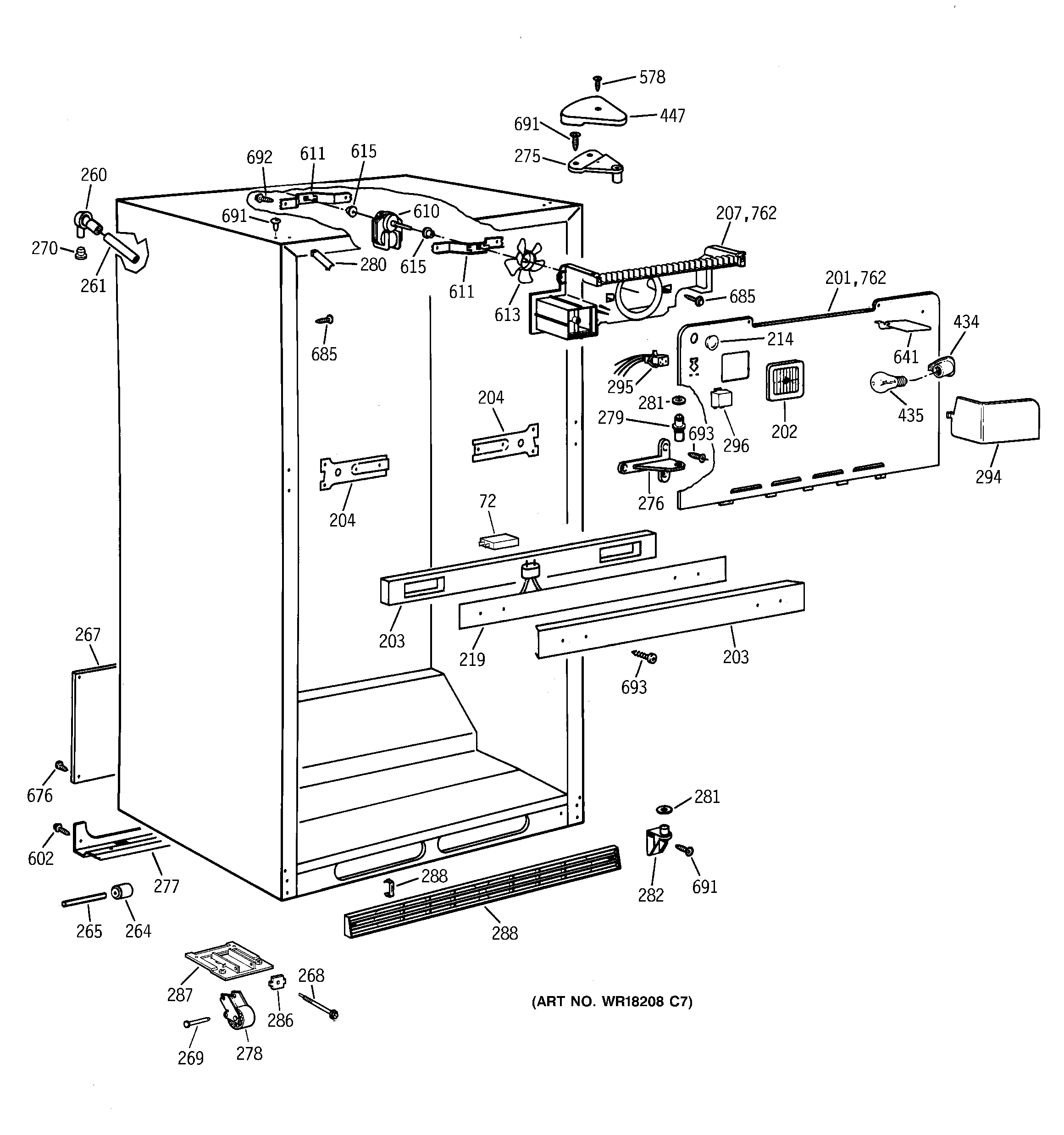 GE TBX19PAXKRAA cabinet parts diagram