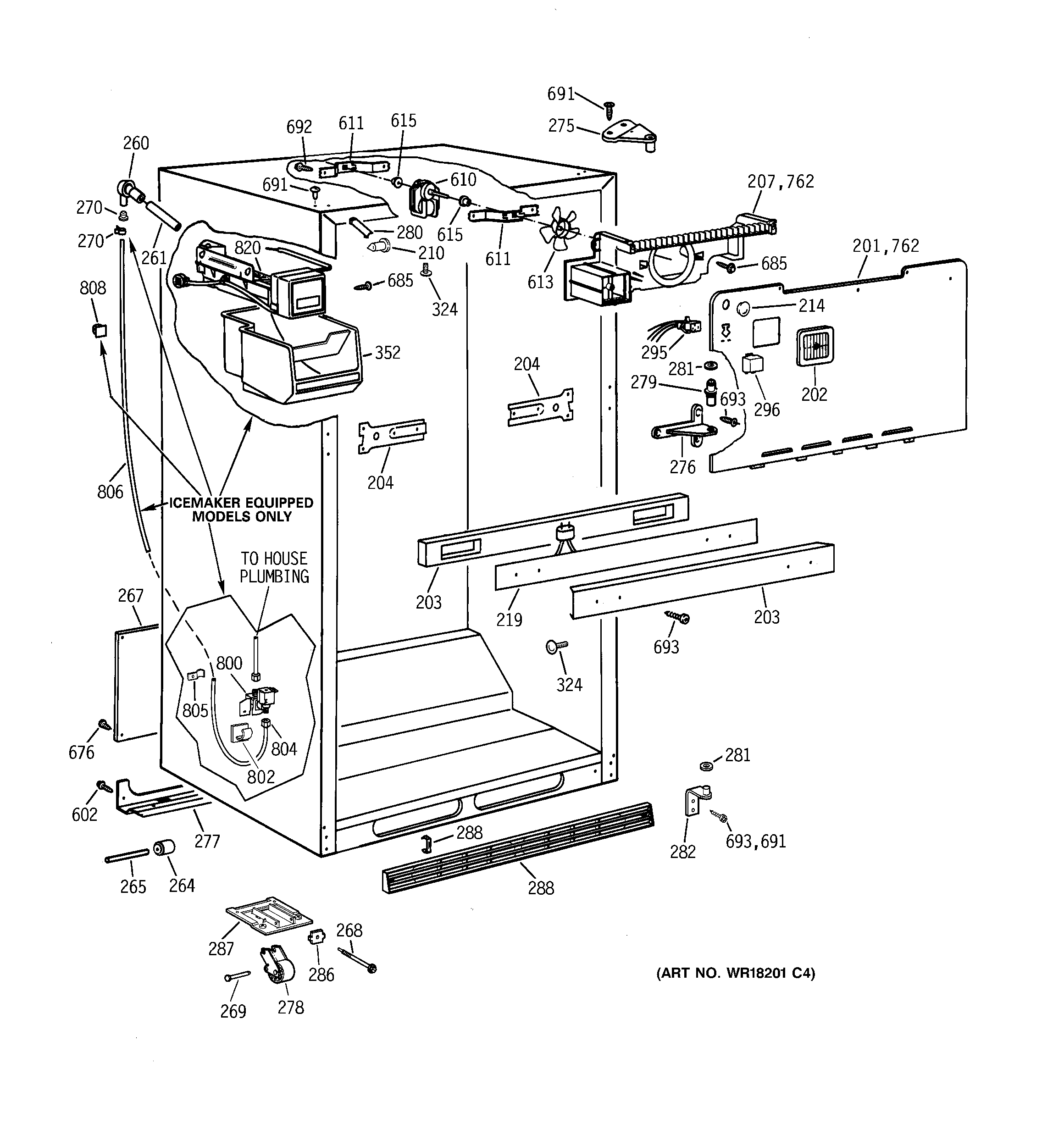 GE TBX21CIXCRWW cabinet parts diagram