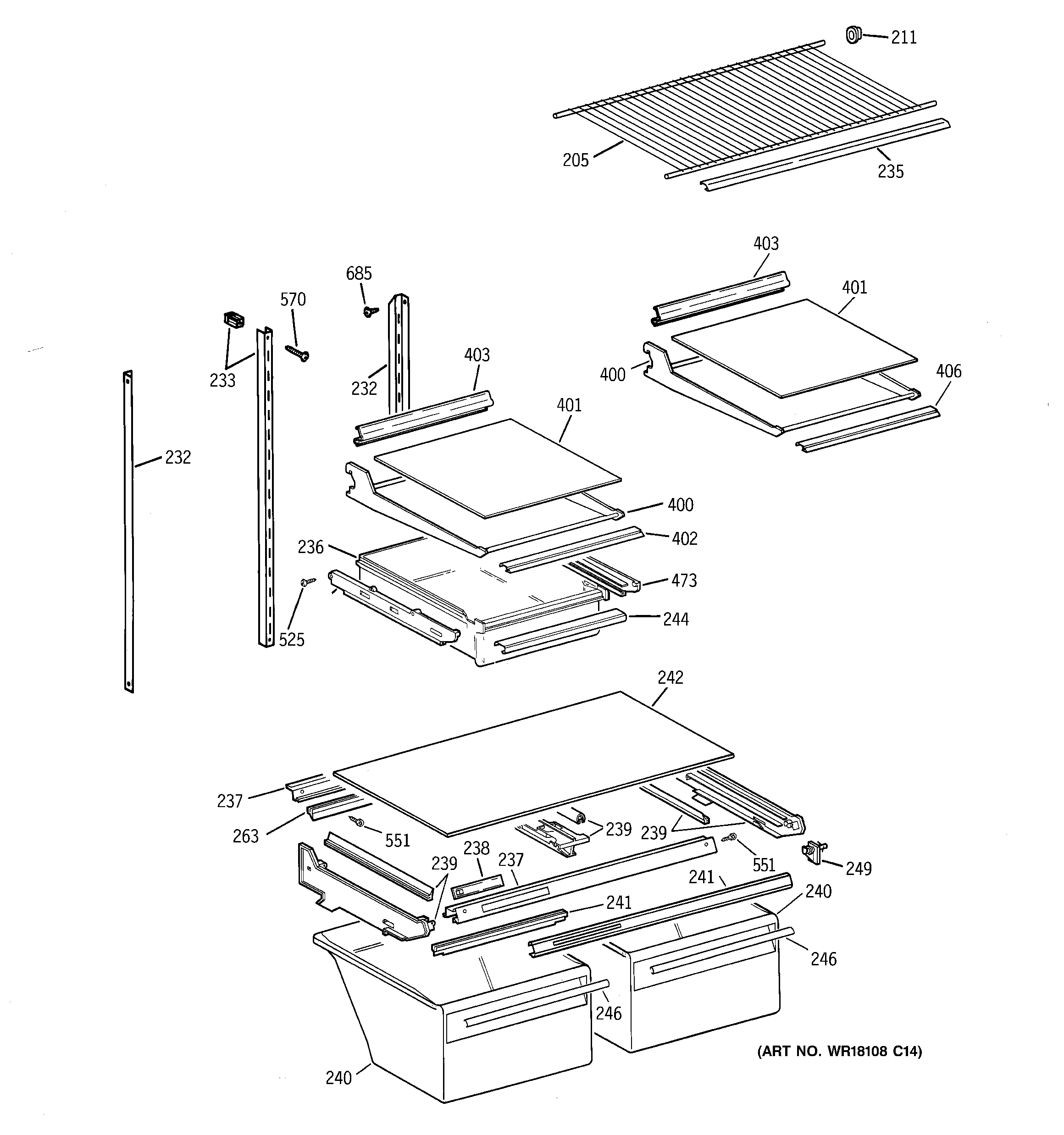 GE TBX21CIXCRWW shelf parts diagram