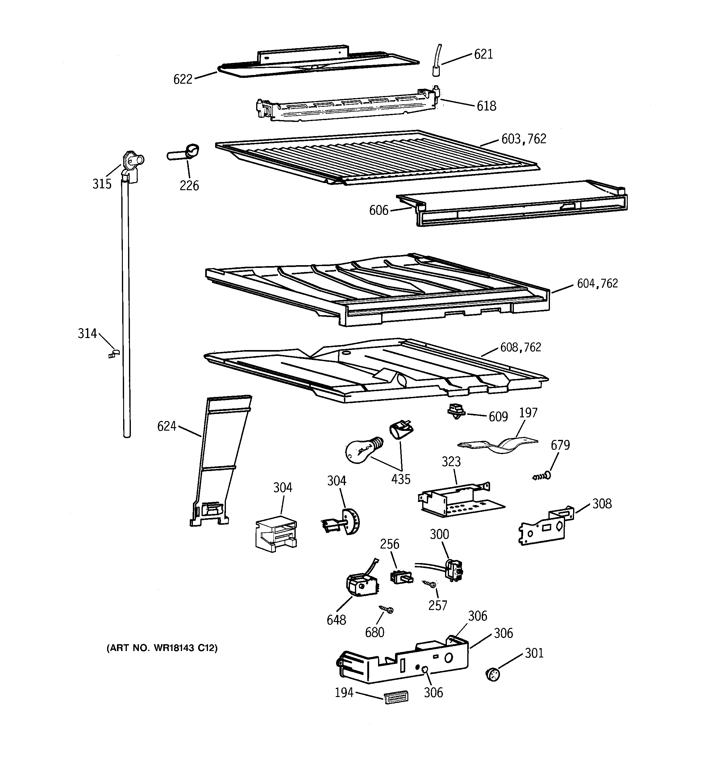 GE TBX21ZAXDRWW compartment separator parts diagram