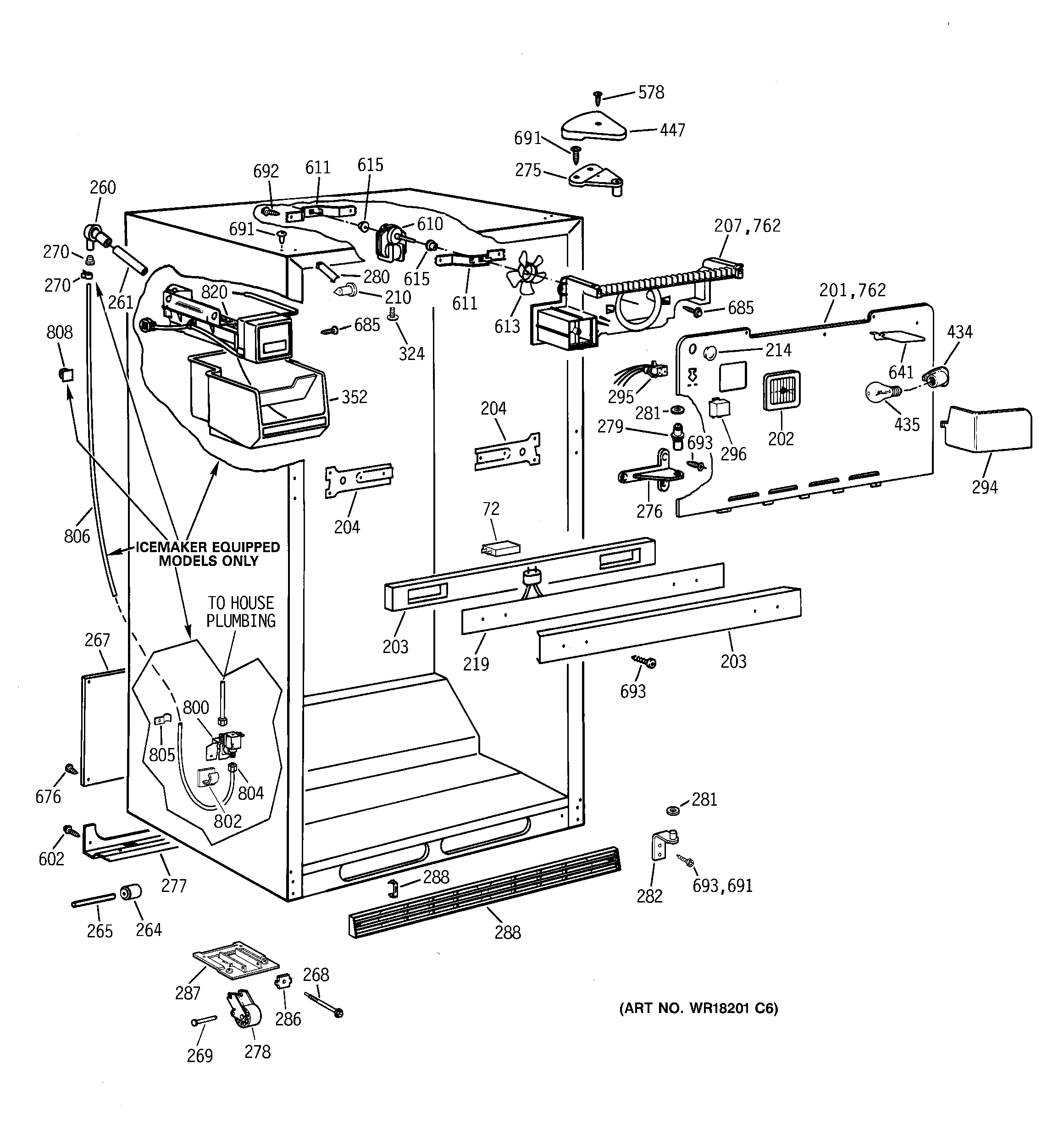 GE TBX22PIXBRWW cabinet parts diagram
