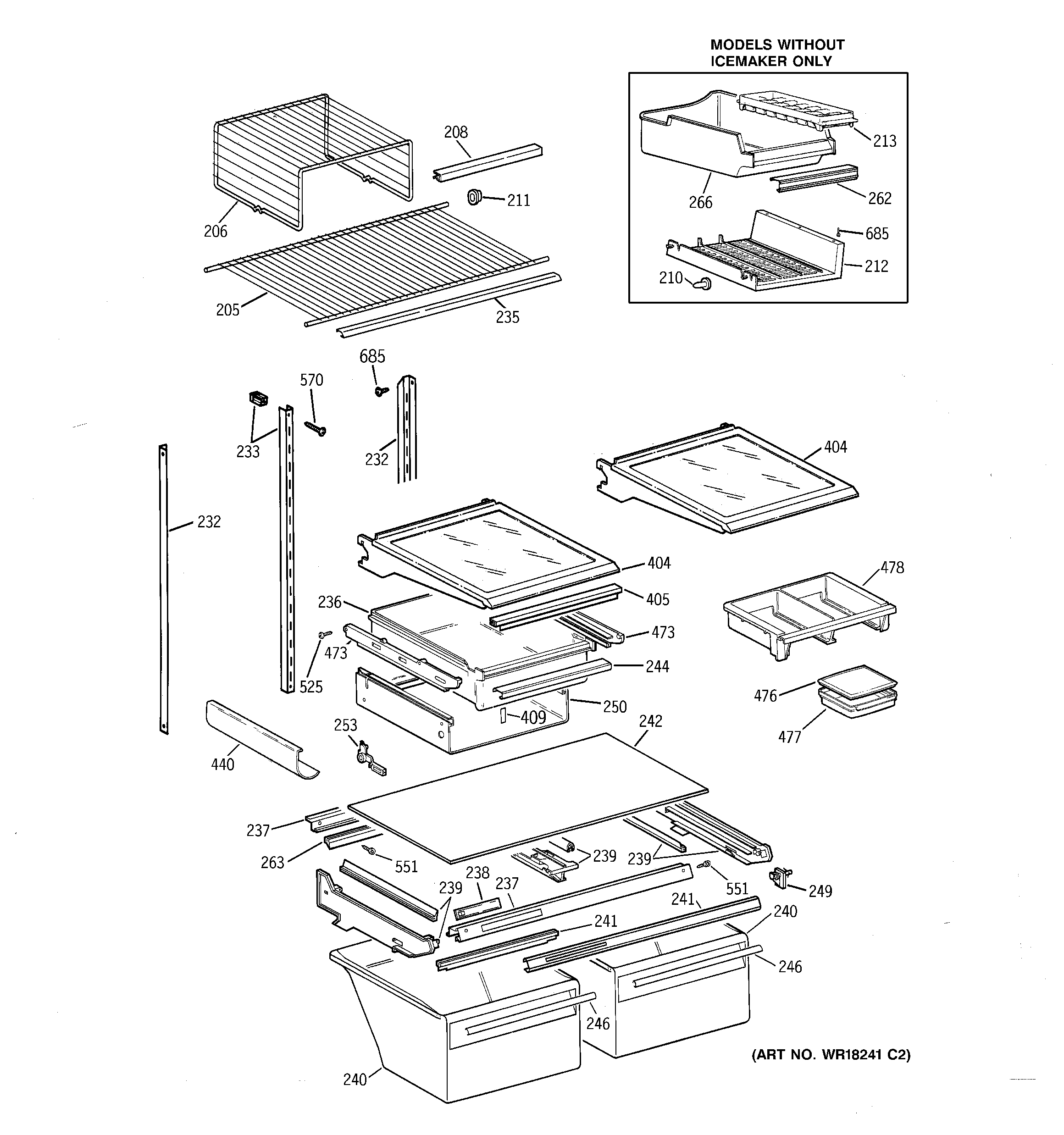 GE TBX22PIXBRWW shelf parts diagram