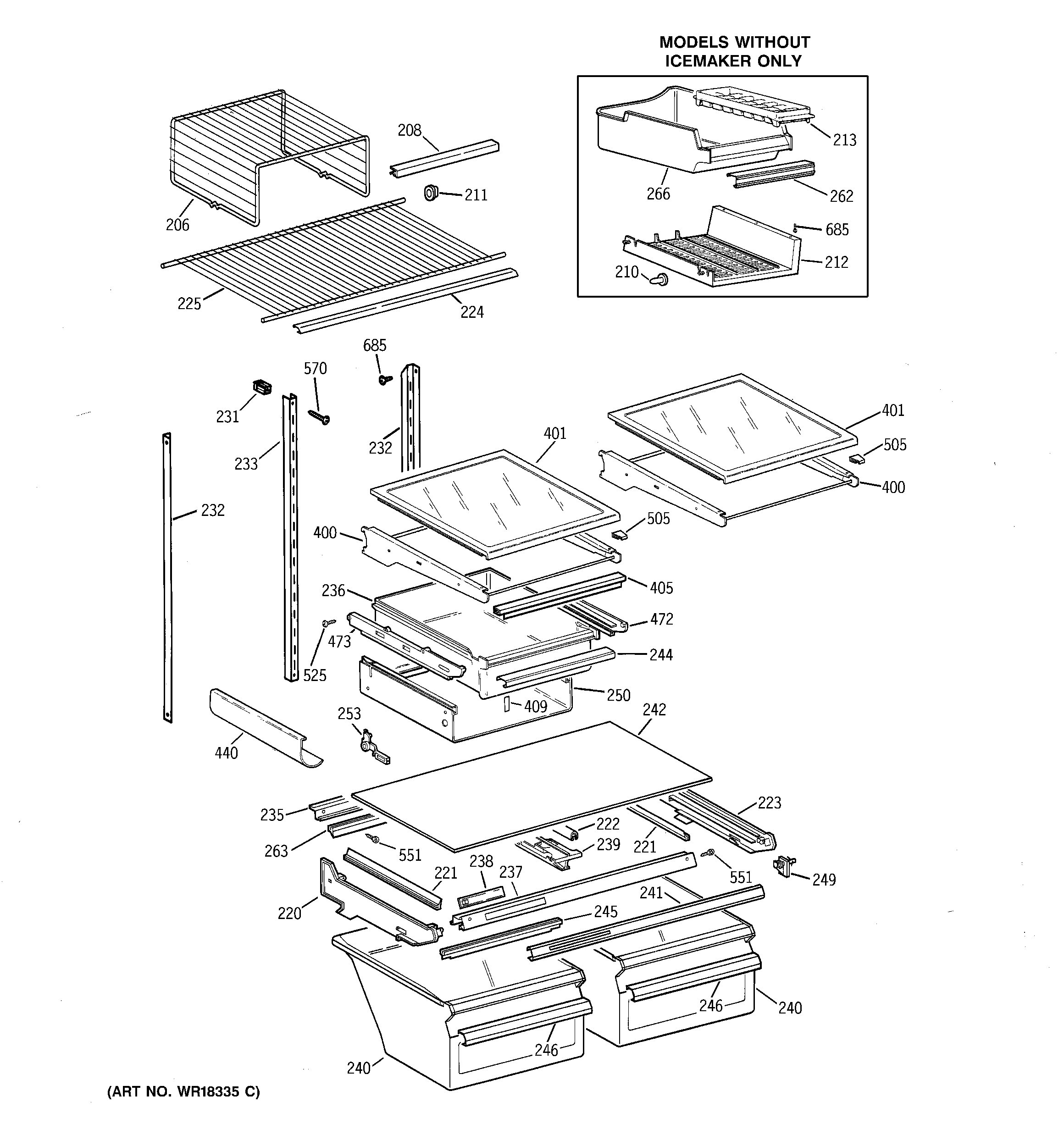 GE TBX22PIYERWW shelf parts diagram