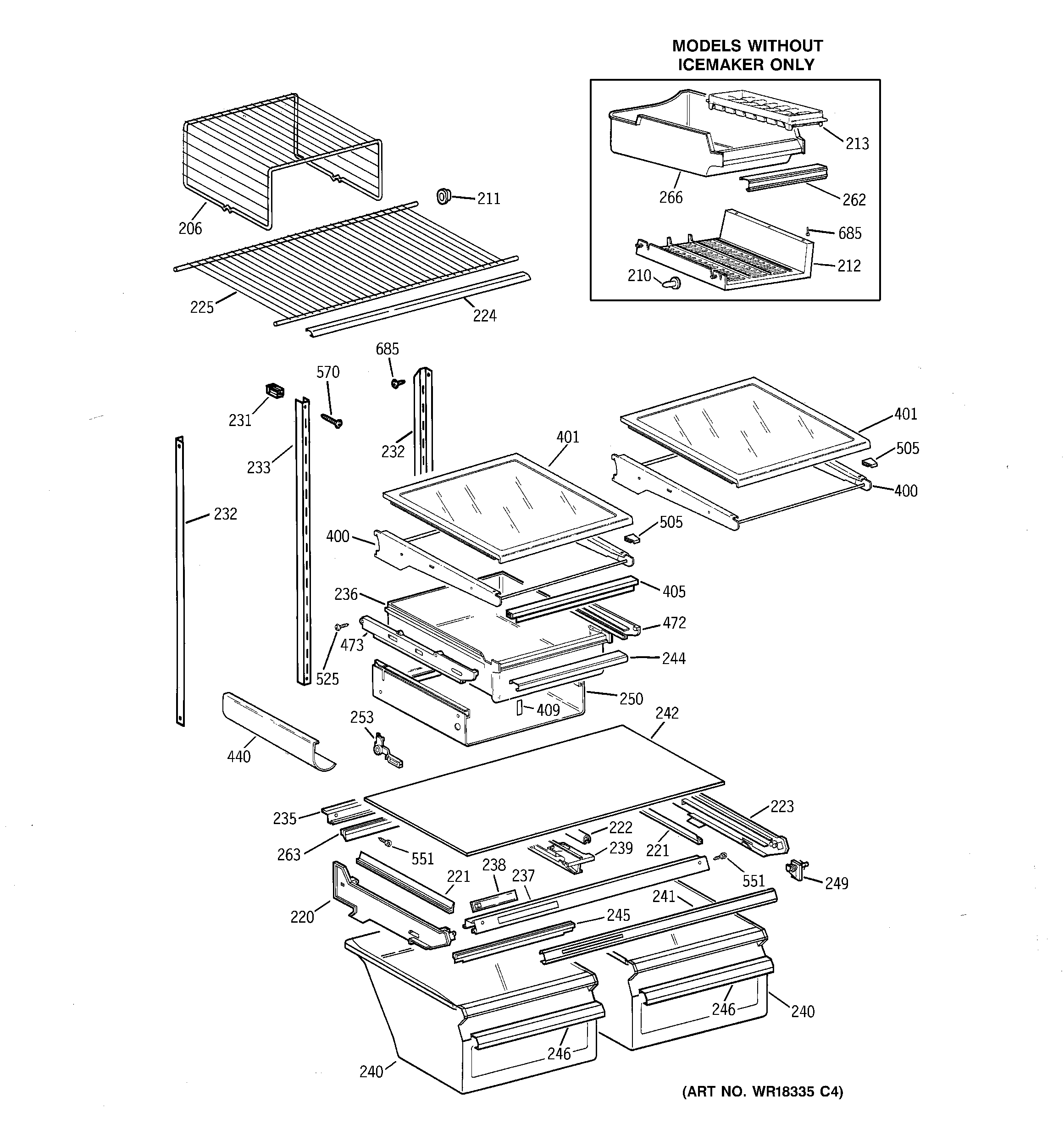 GE TBX22PAYGRBB shelf parts diagram