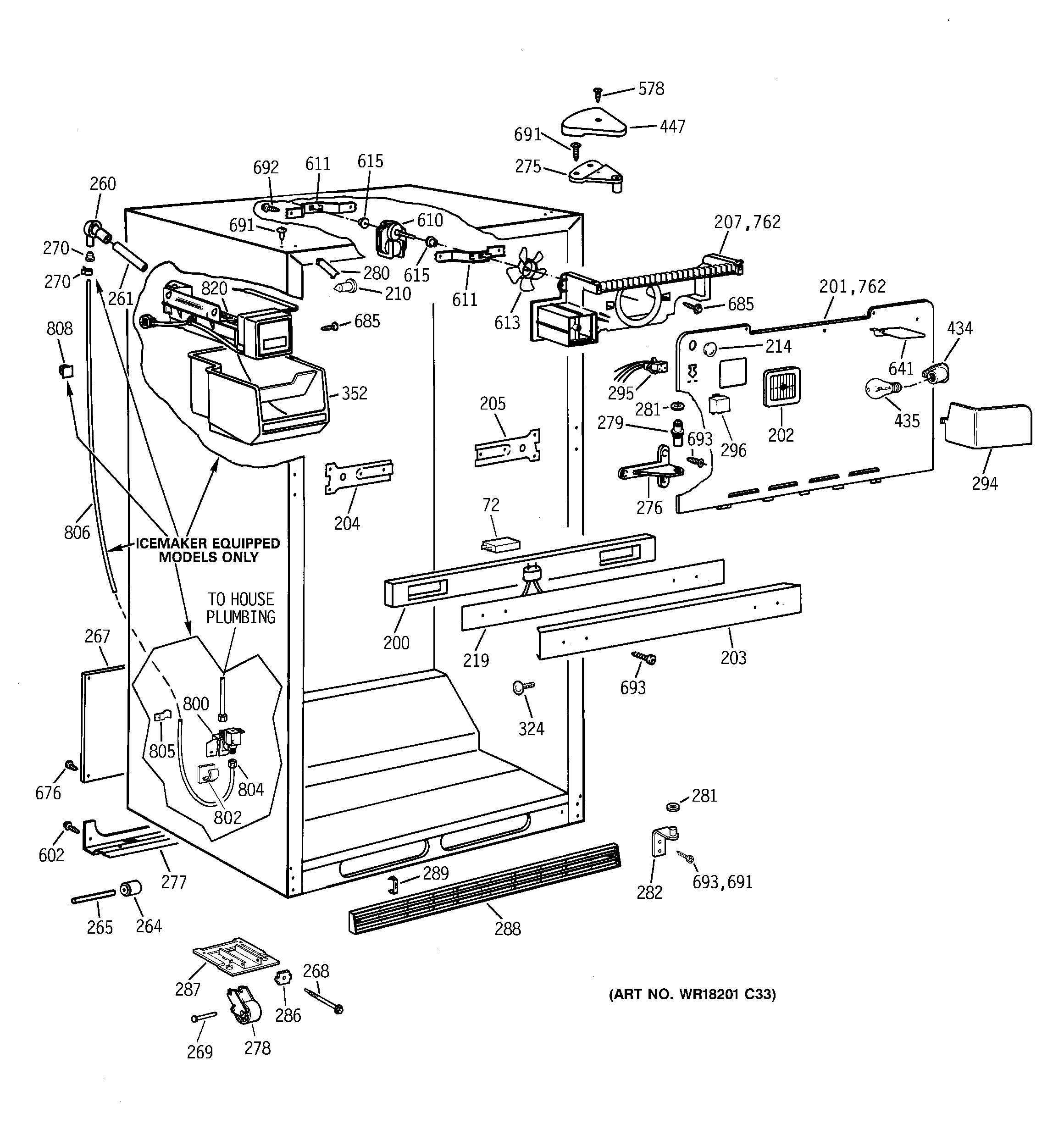 GE TBX22PIYMRWW cabinet parts diagram