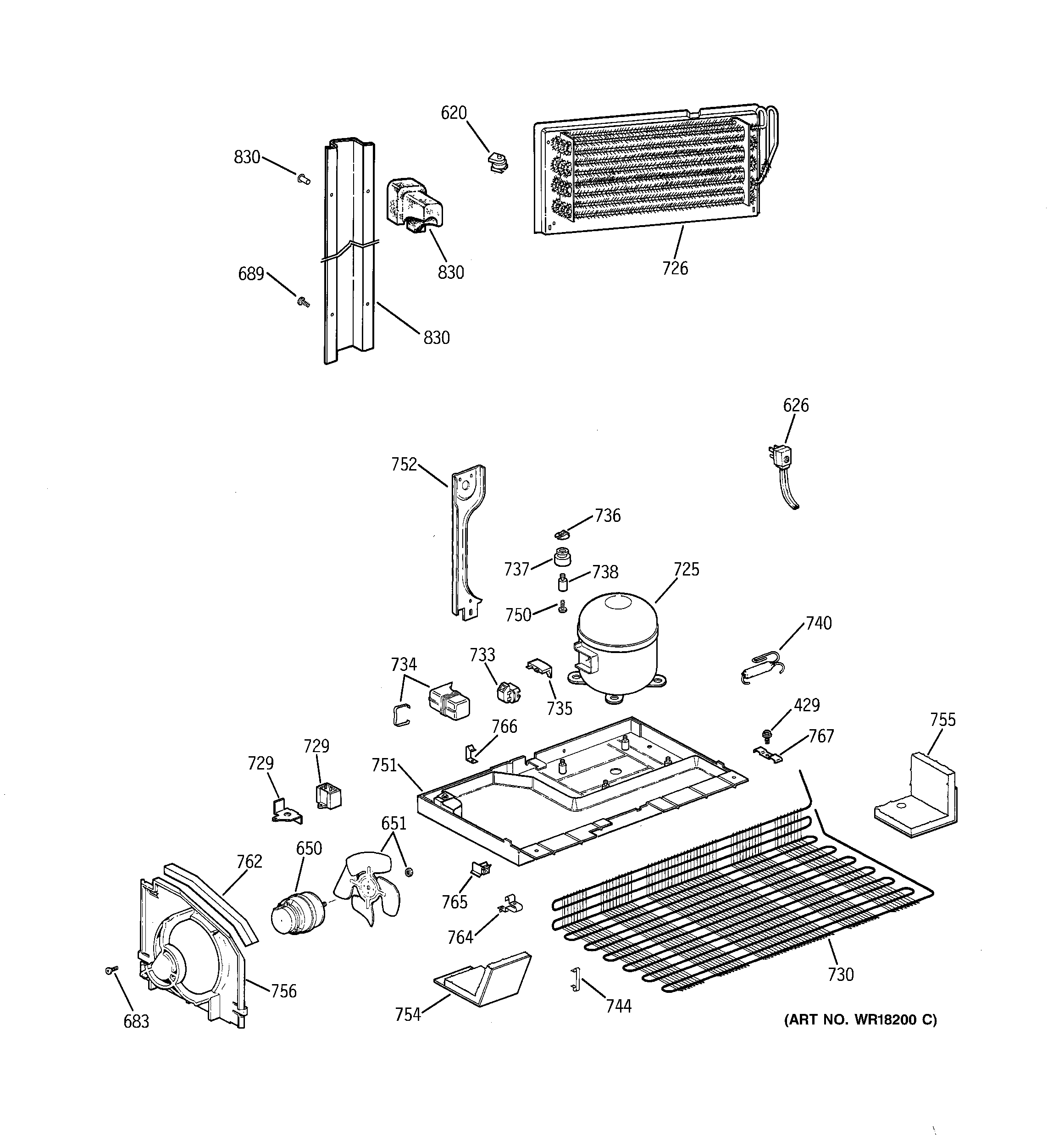 GE TBX22PCSFRAA unit parts diagram