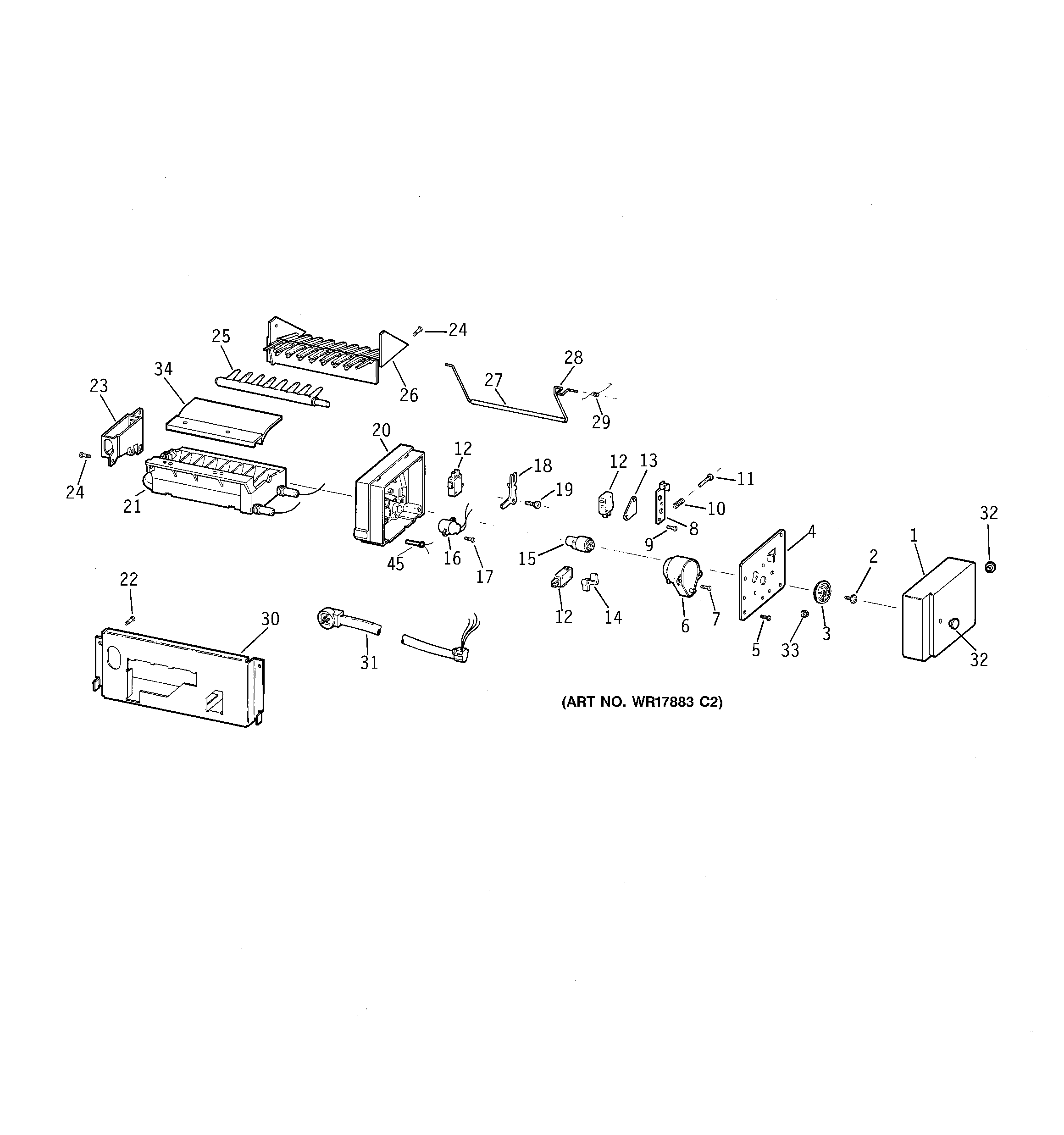 GE TBX22PCSFRAA ice maker diagram