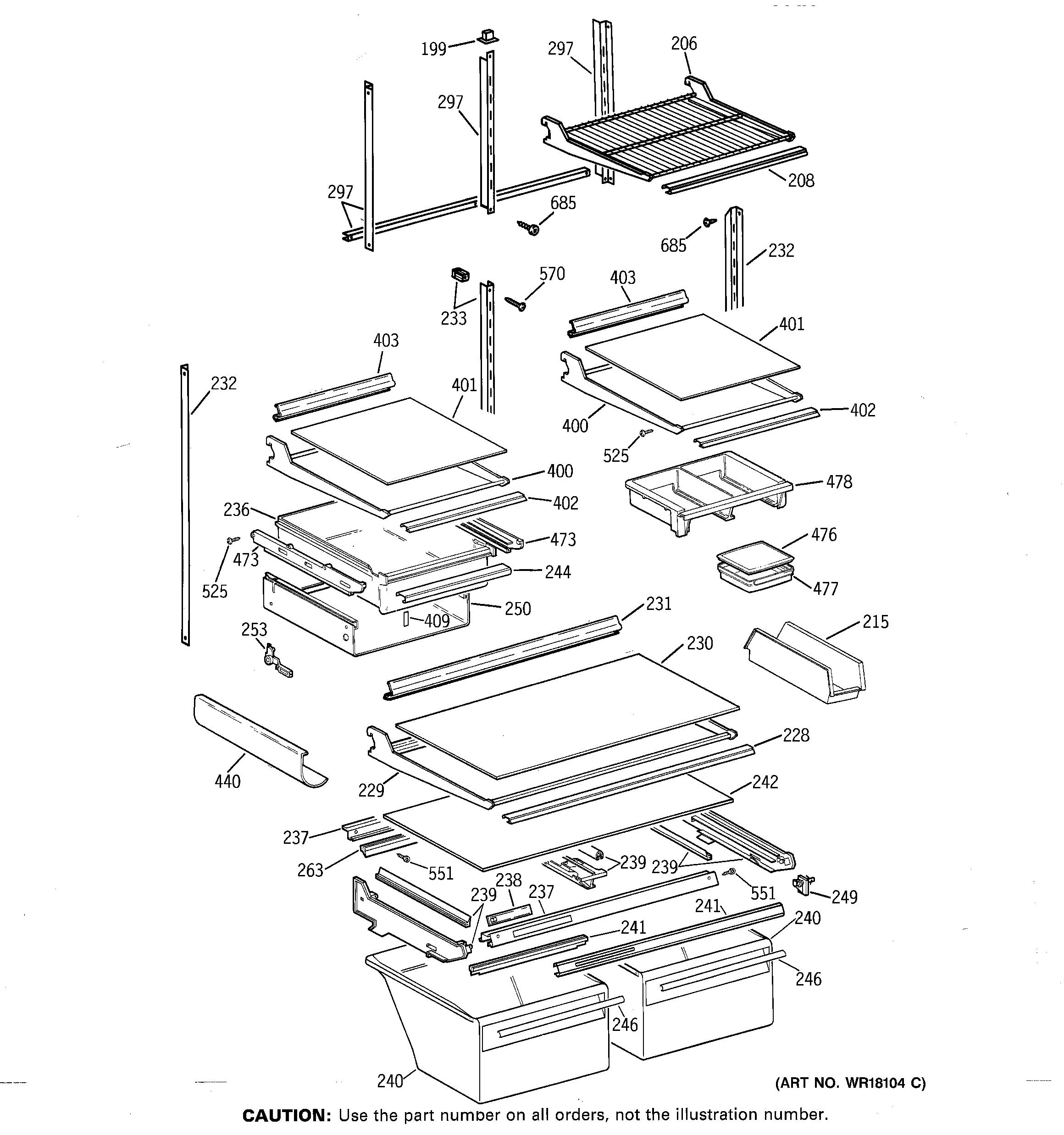 GE TBX22PCSMRBB shelf parts diagram