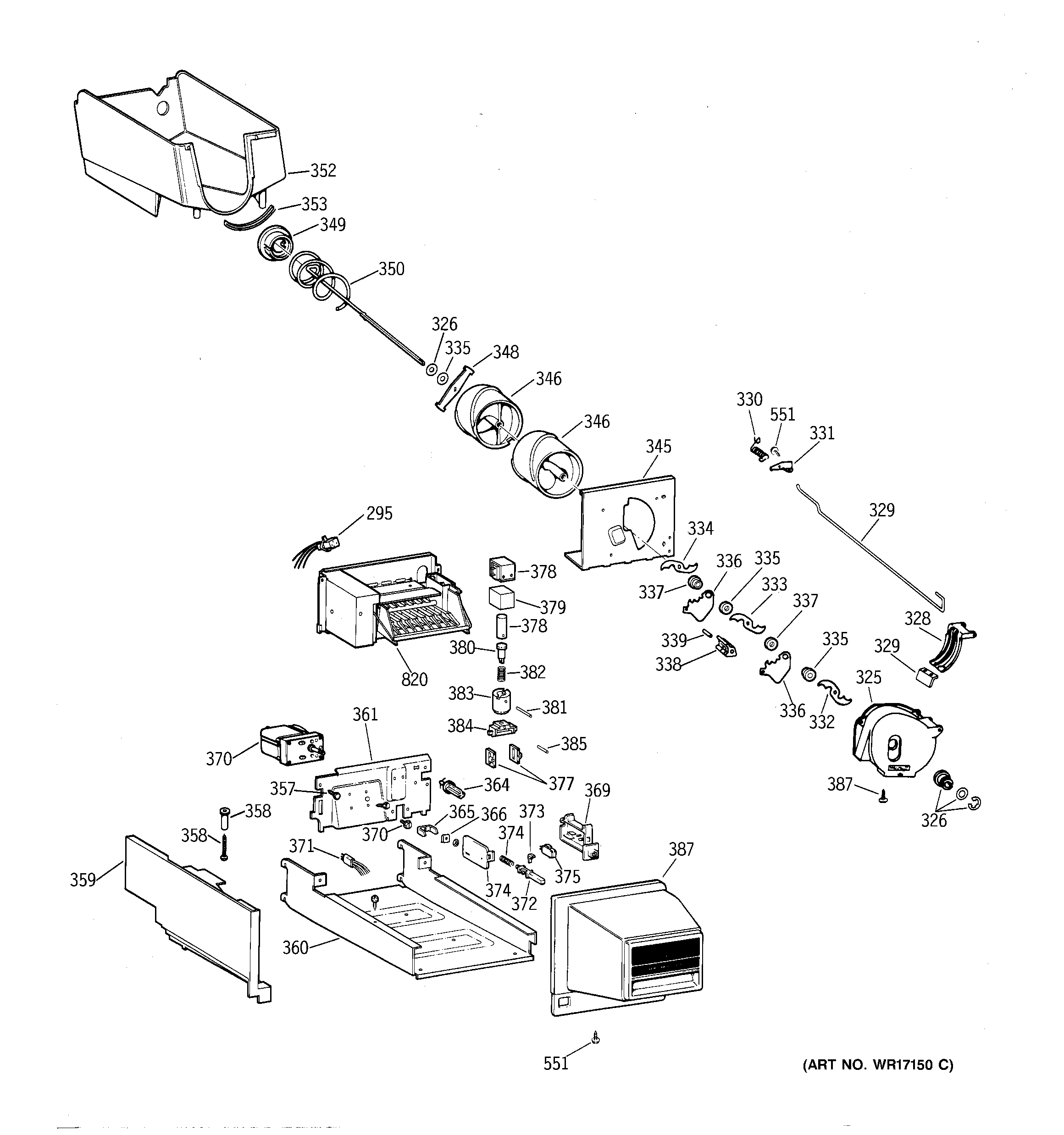 GE TBX22PCSMRBB ice bucket diagram
