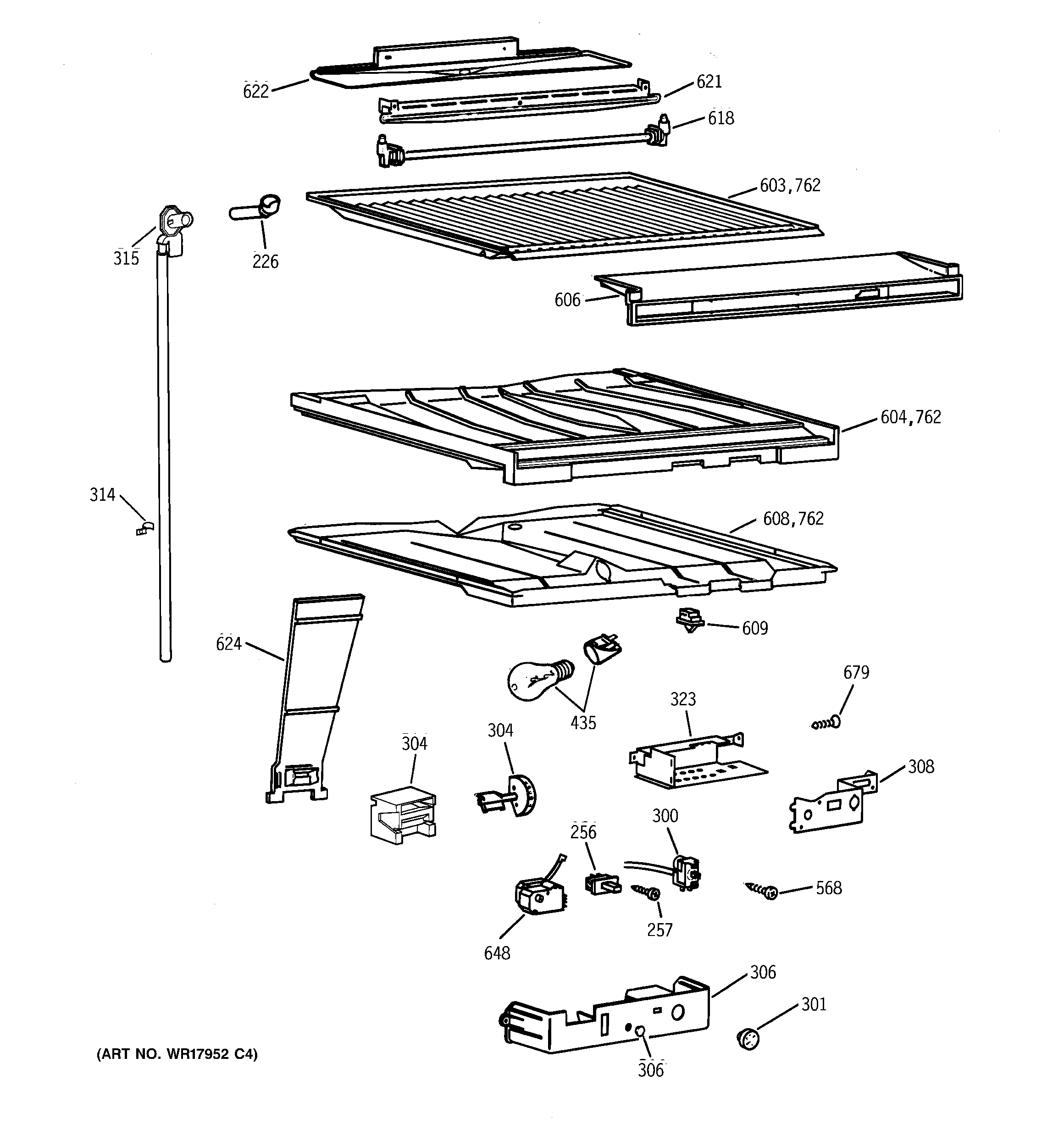 GE TBX22PCSMRBB compartment separator parts diagram