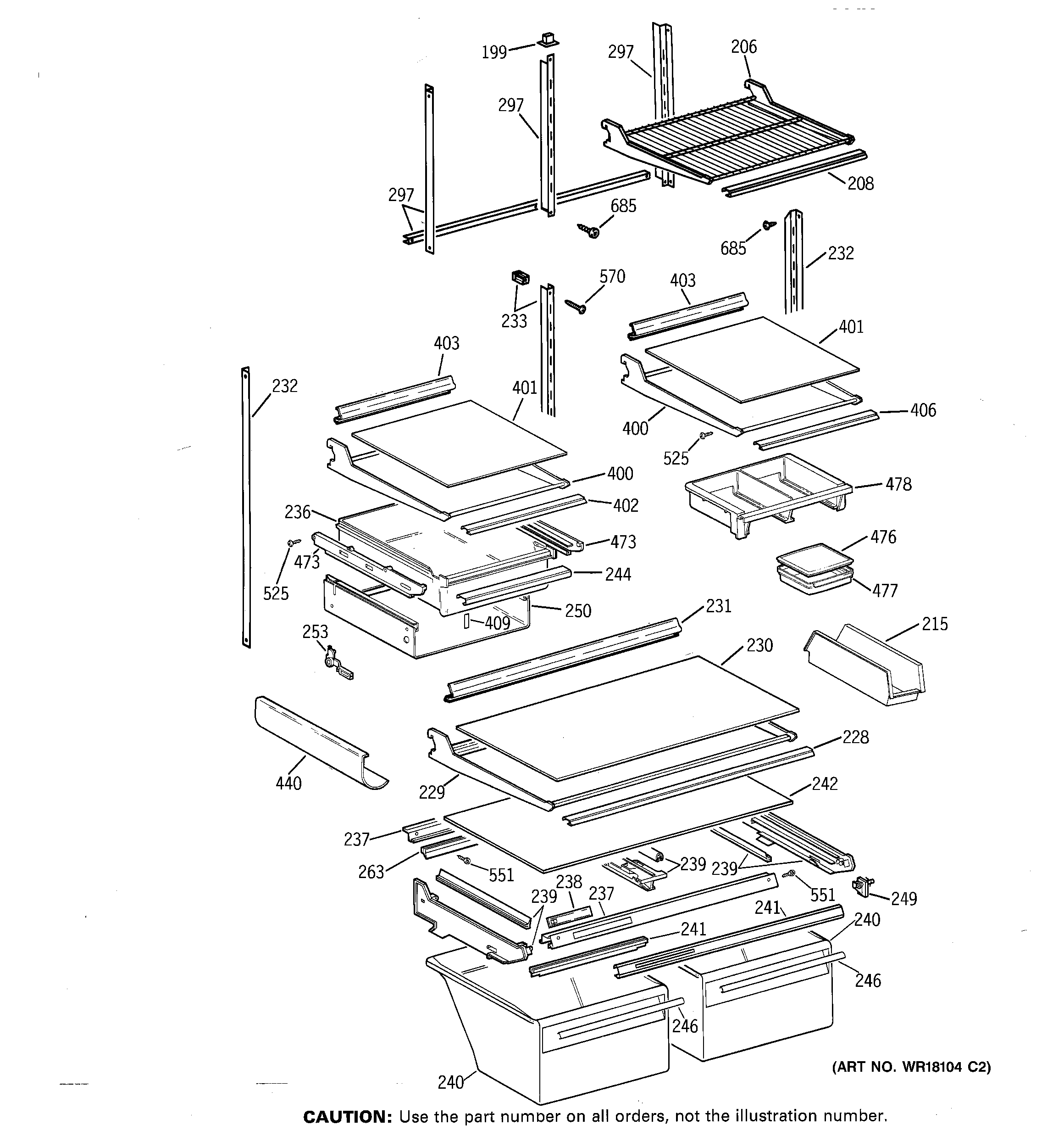 GE TBX22PCSSLBB shelf parts diagram
