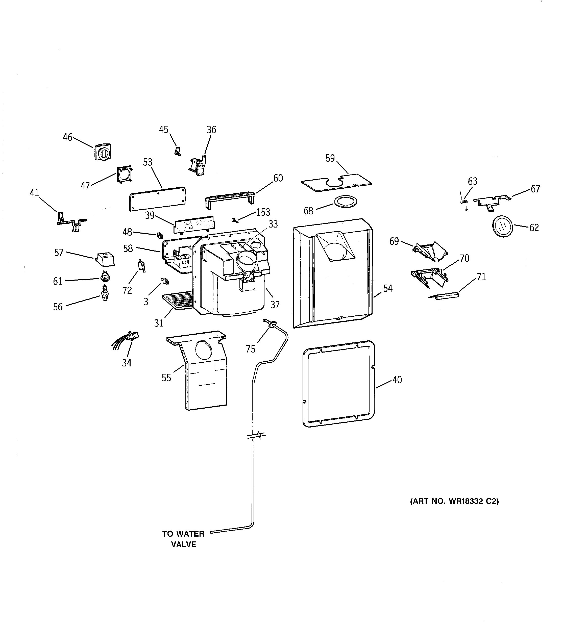 GE TBX22PRYARAA dispenser parts diagram