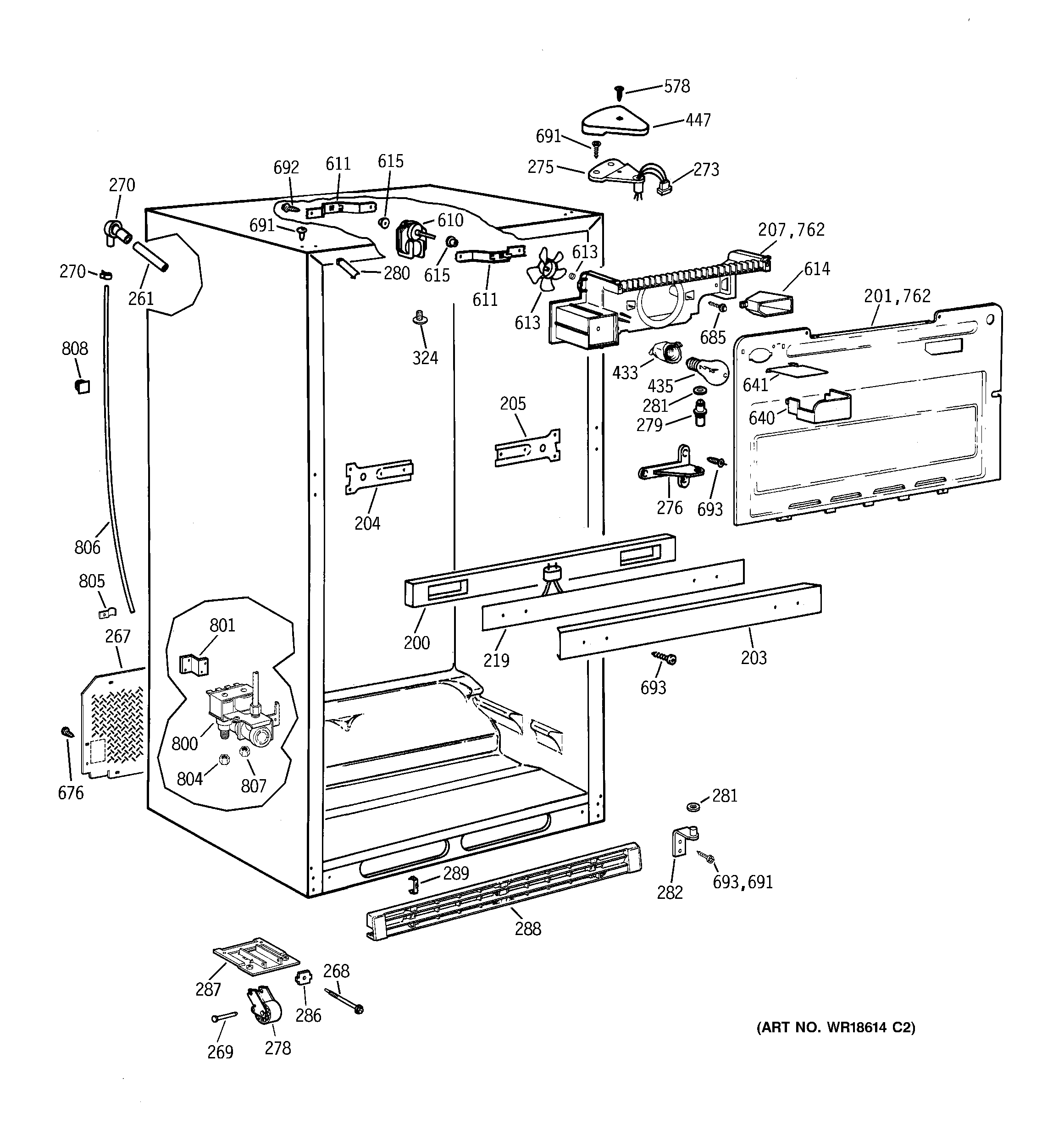 GE TBX22PRYPLWW cabinet parts diagram