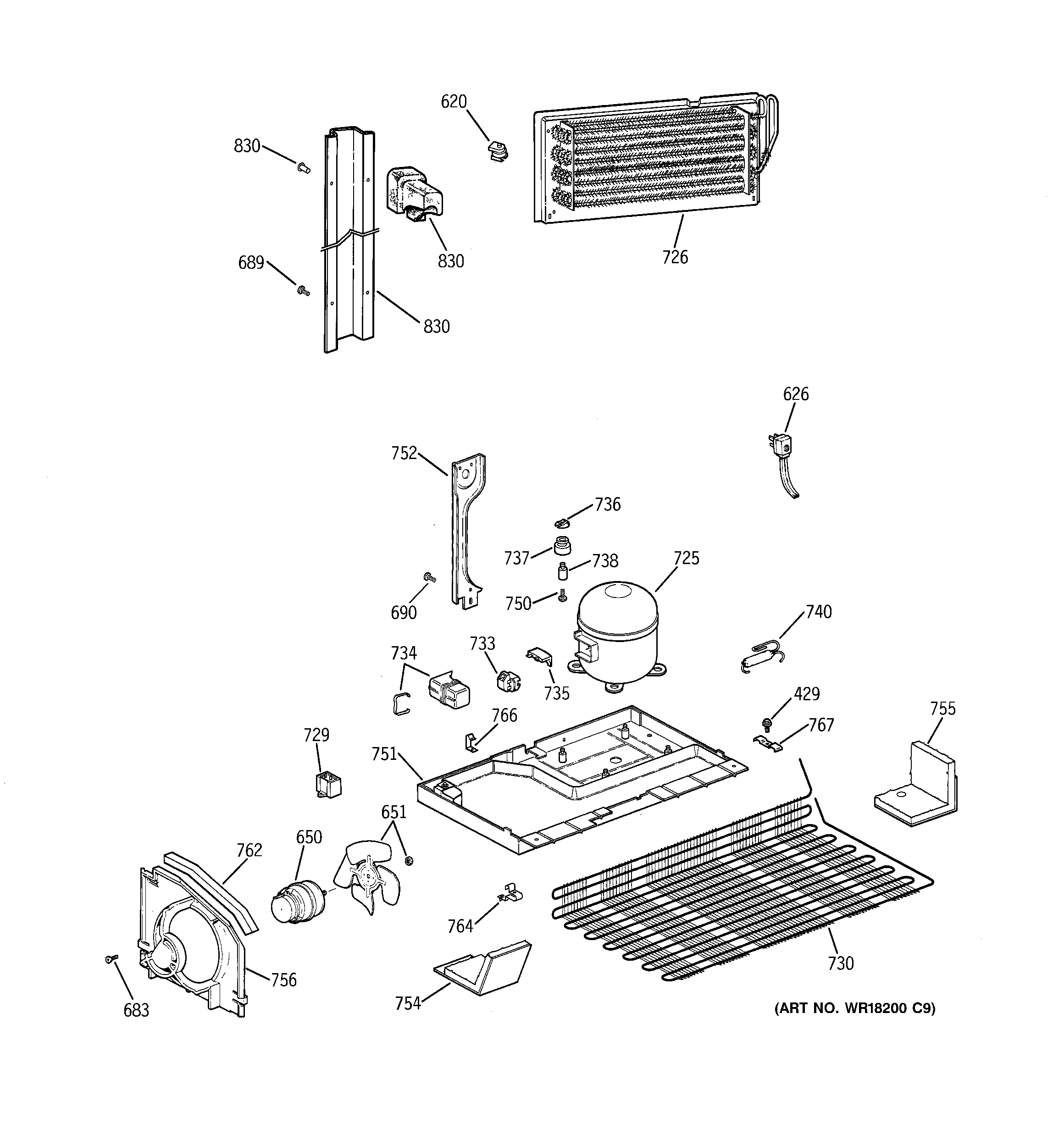 GE TBX24ZIXBRAA unit parts diagram