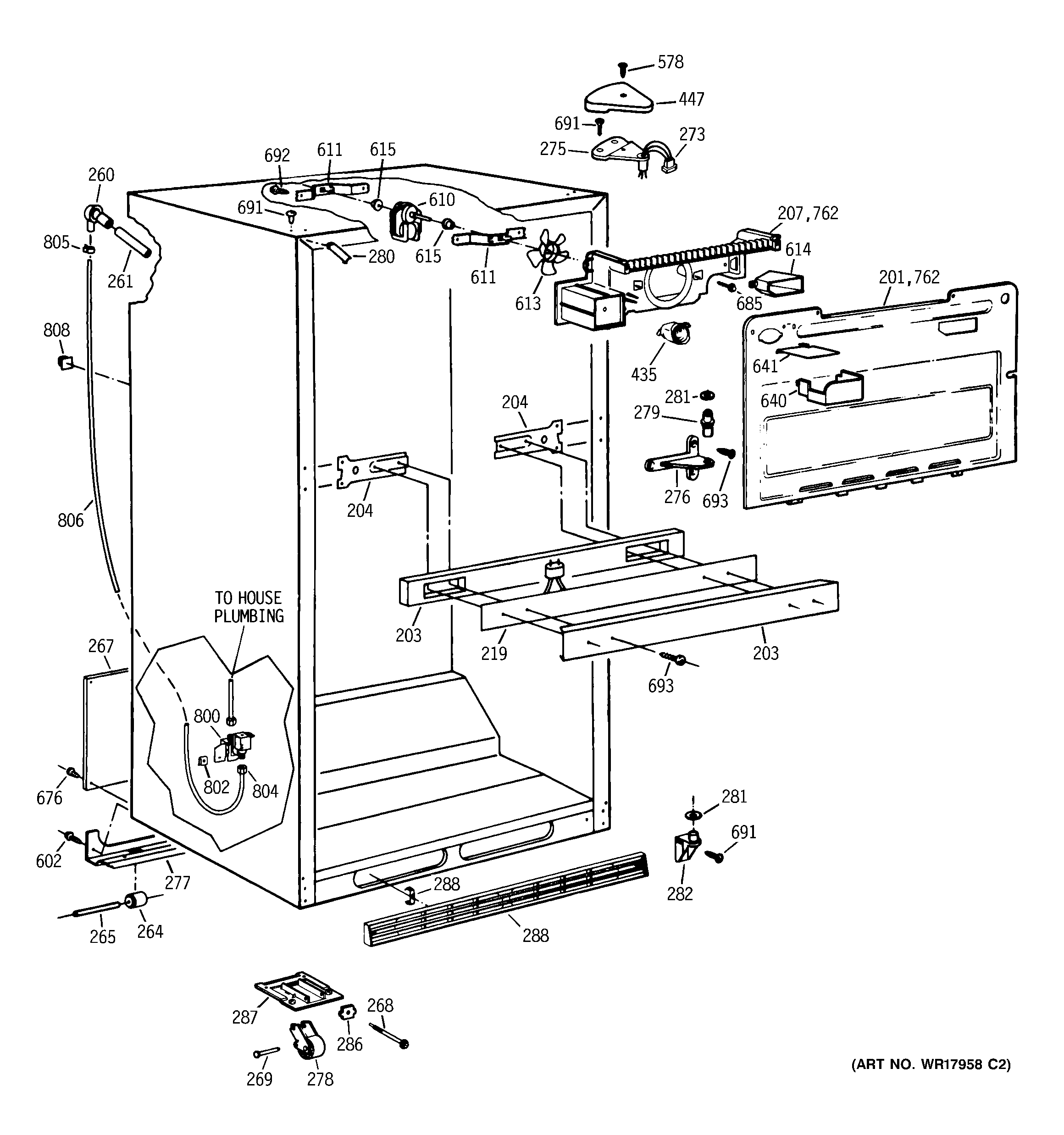 GE TBX25PCSKRBB cabinet parts diagram