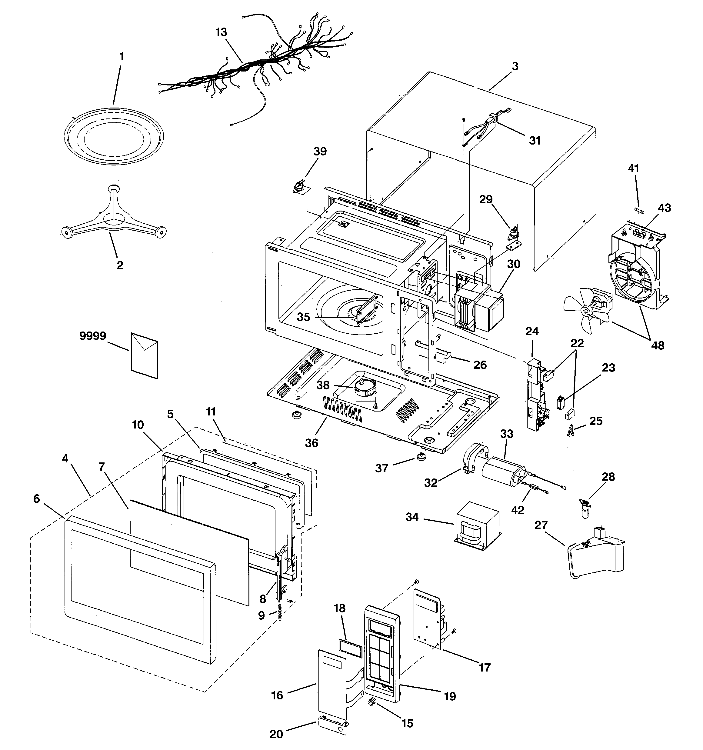 GE JE1640WB002 microwave diagram