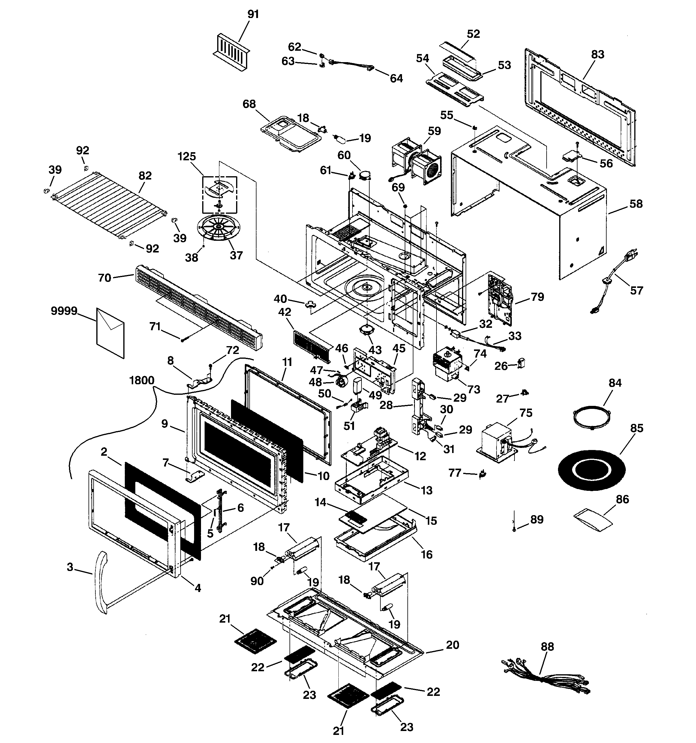 GE JVM1642BB002 microwave diagram
