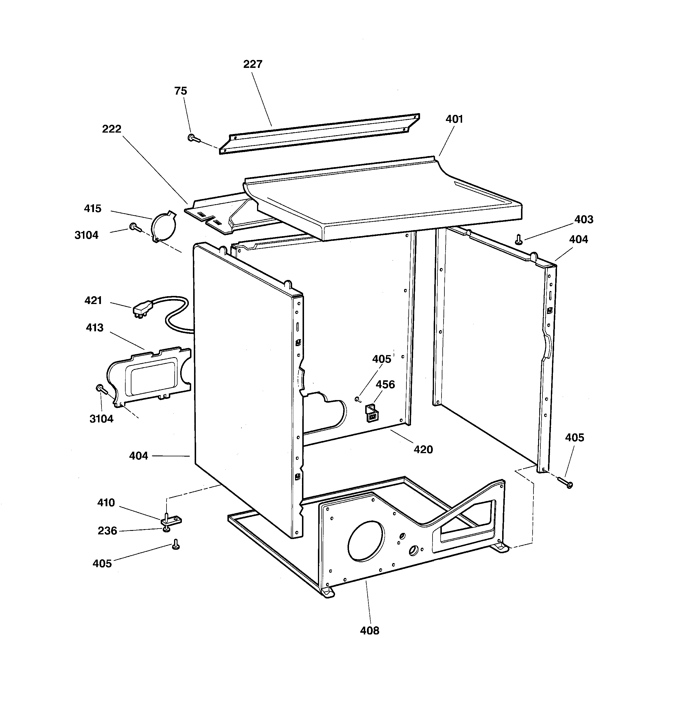 GE DWXR473GT5AA cabinet diagram