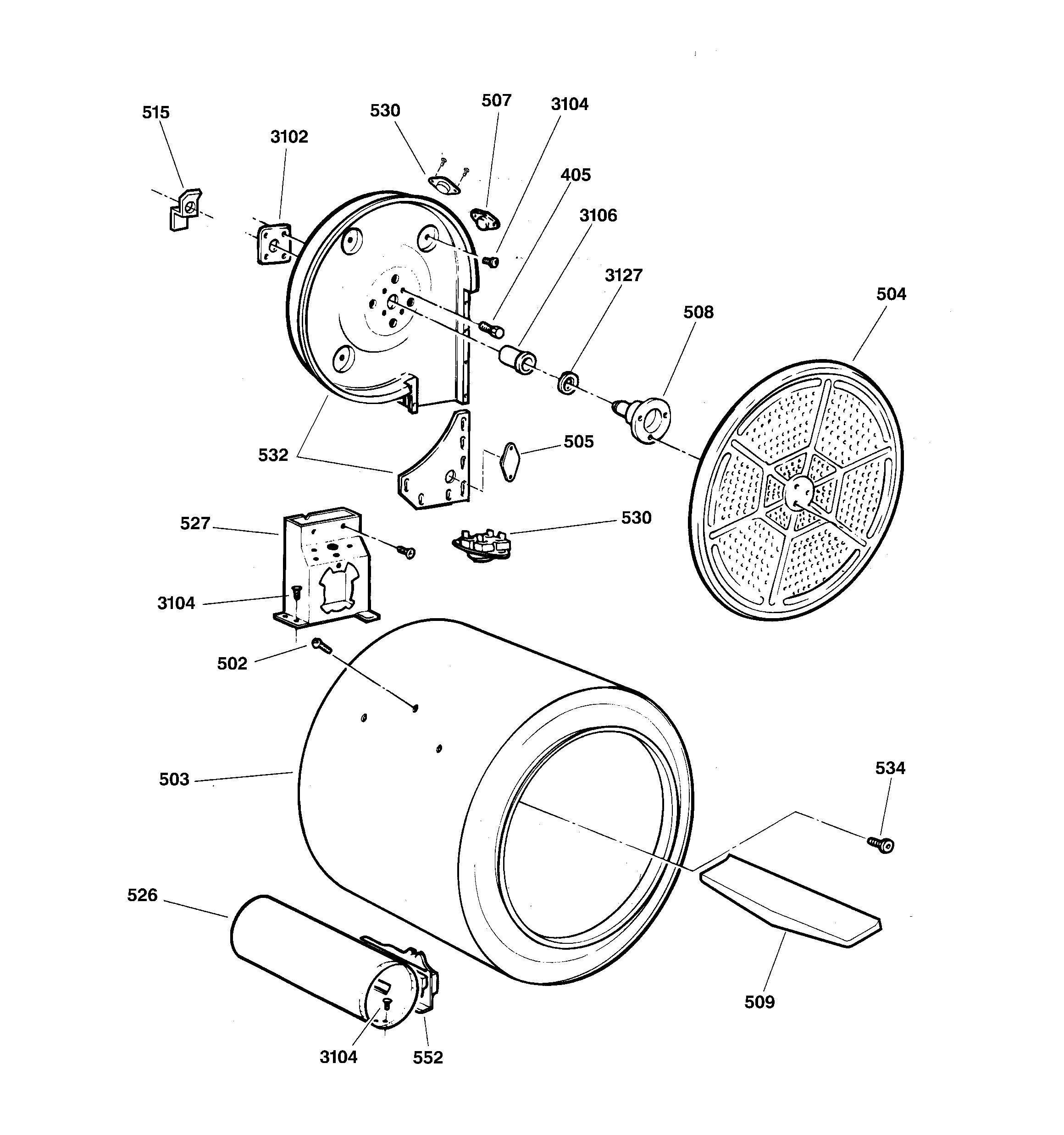 GE DPSQ495GT6AA drum diagram