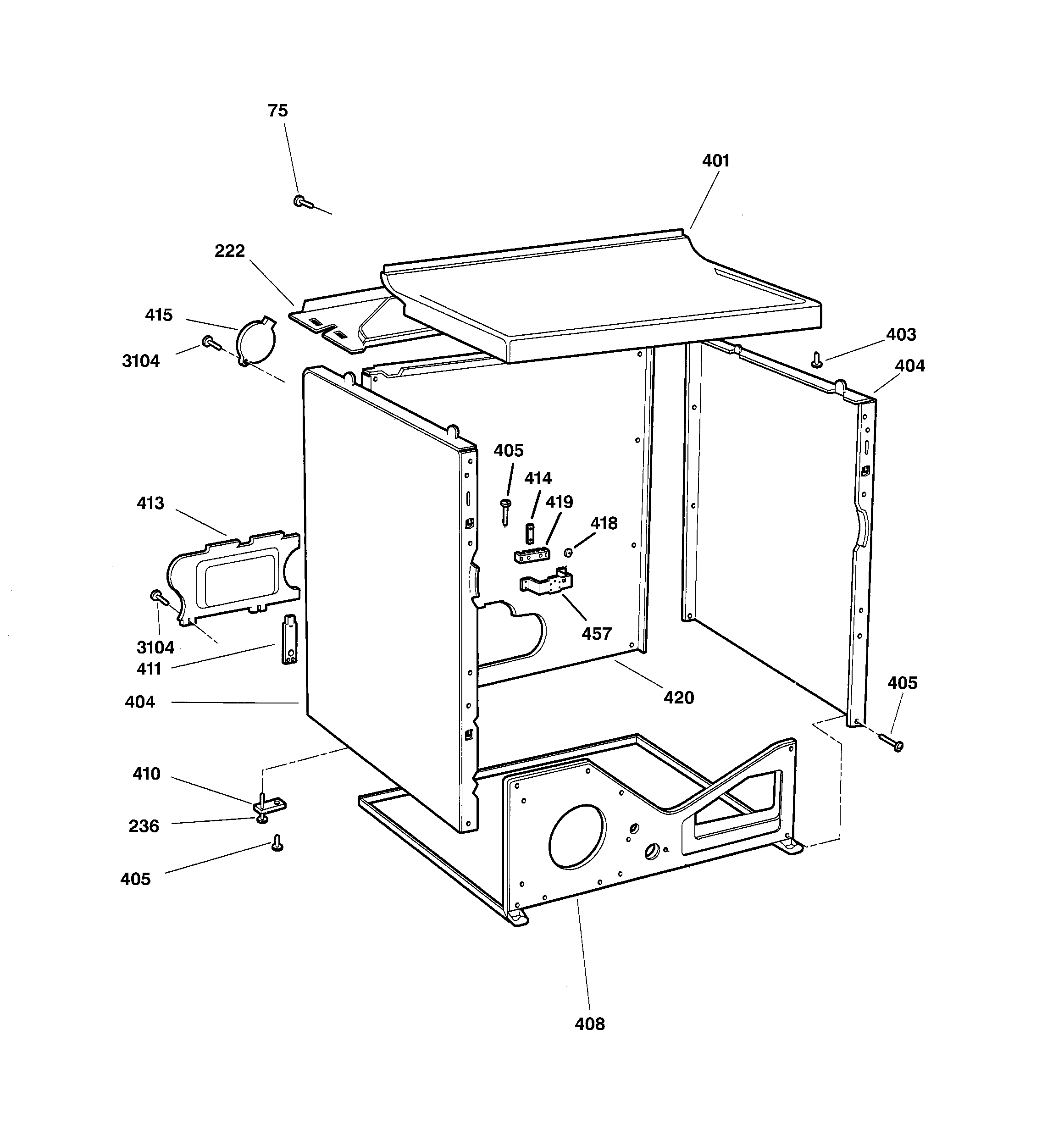 GE DPXQ473ET5WW cabinet diagram
