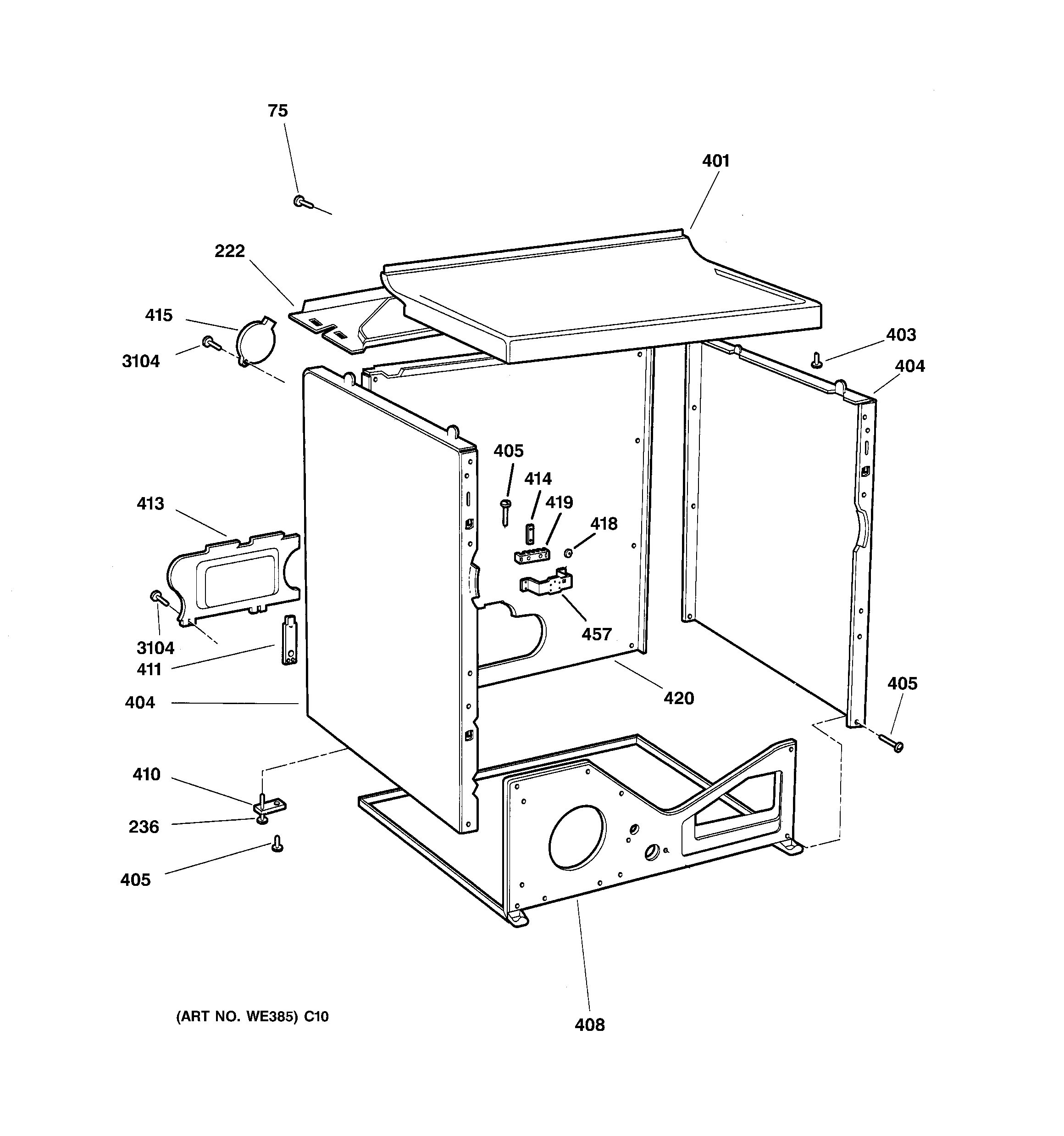 GE DPXQ473ET6AA cabinet diagram