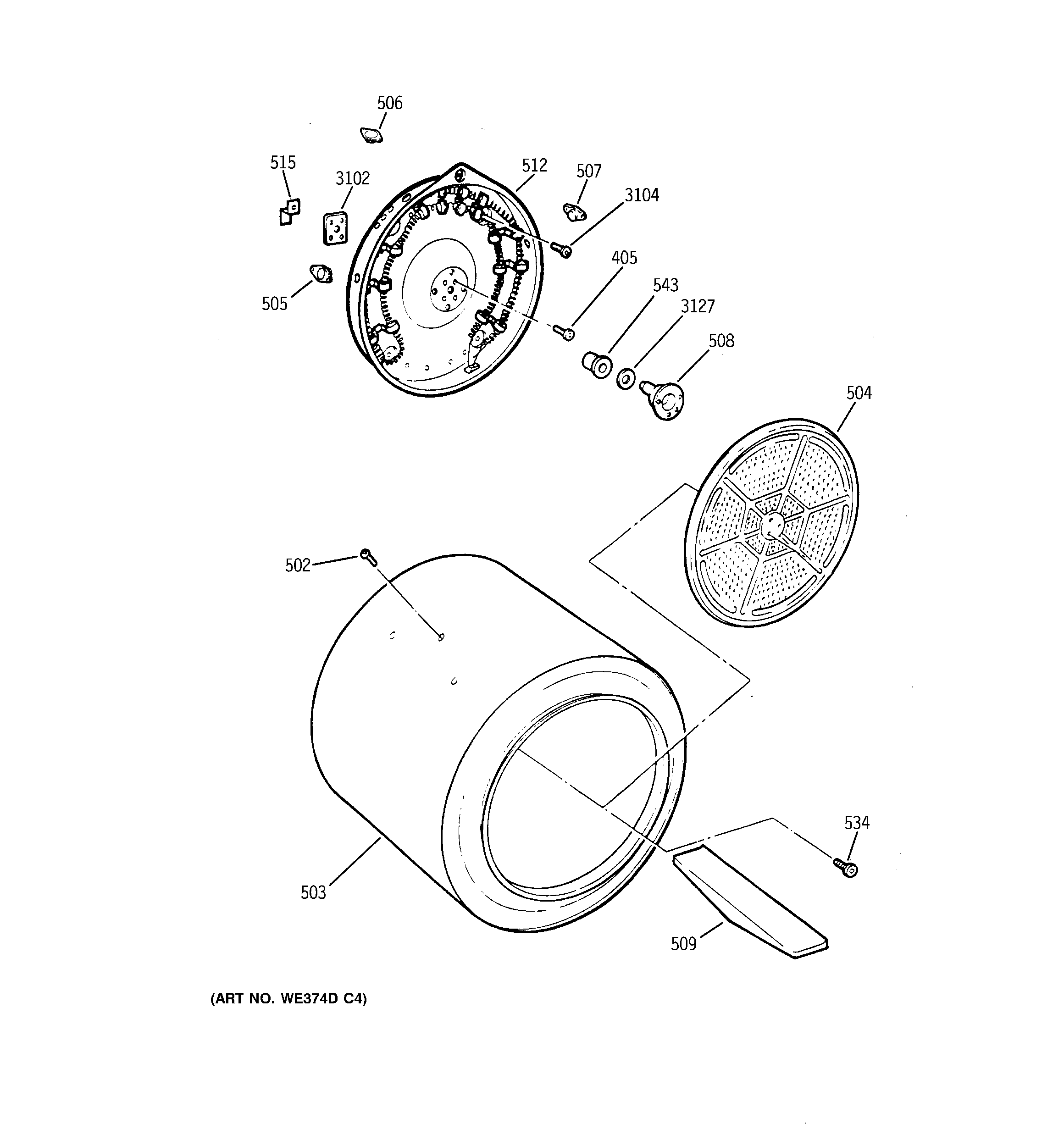 GE DPXQ473ET6AA drum diagram