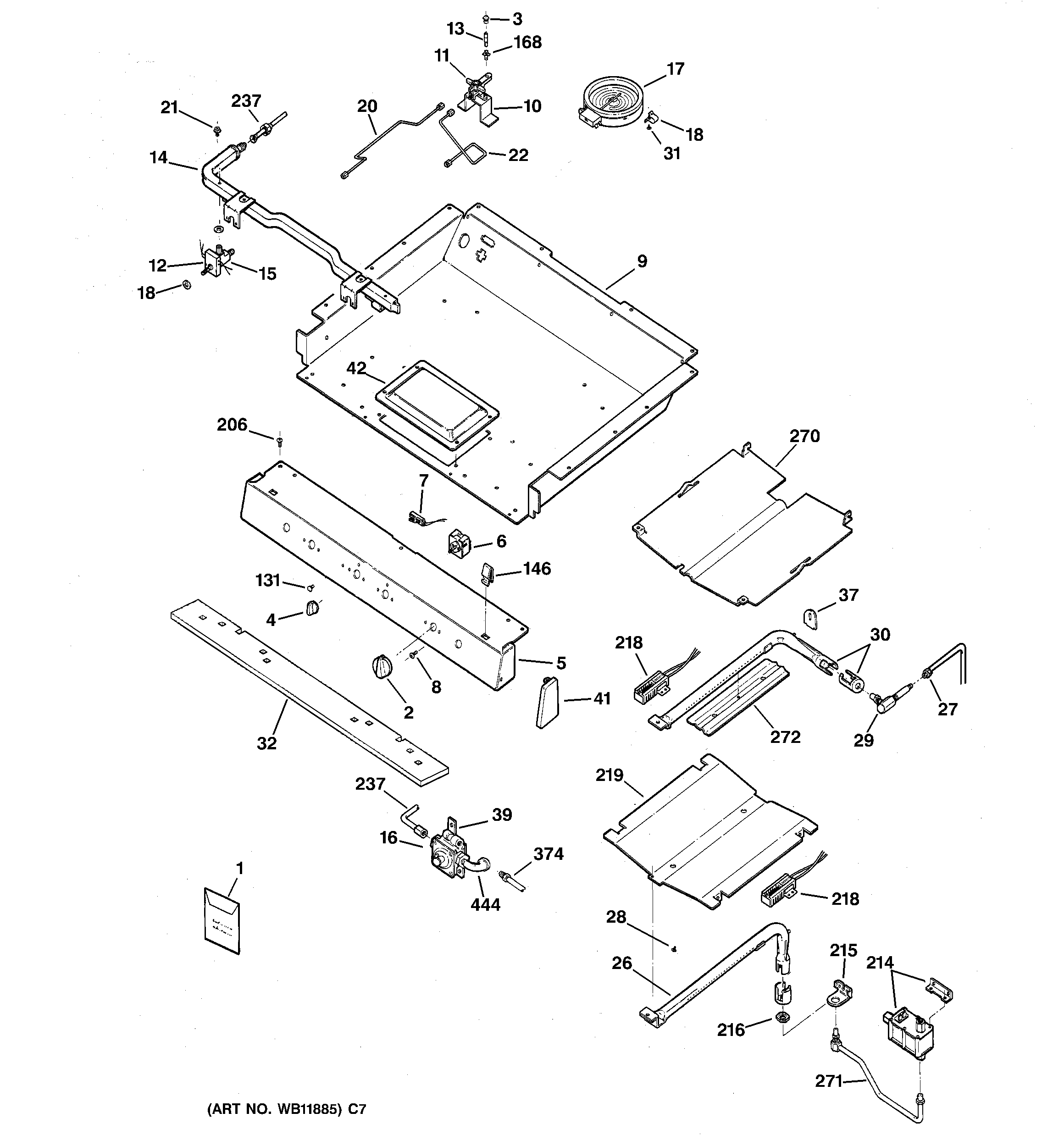 GE JGB920SEC3SS gas & burner parts diagram
