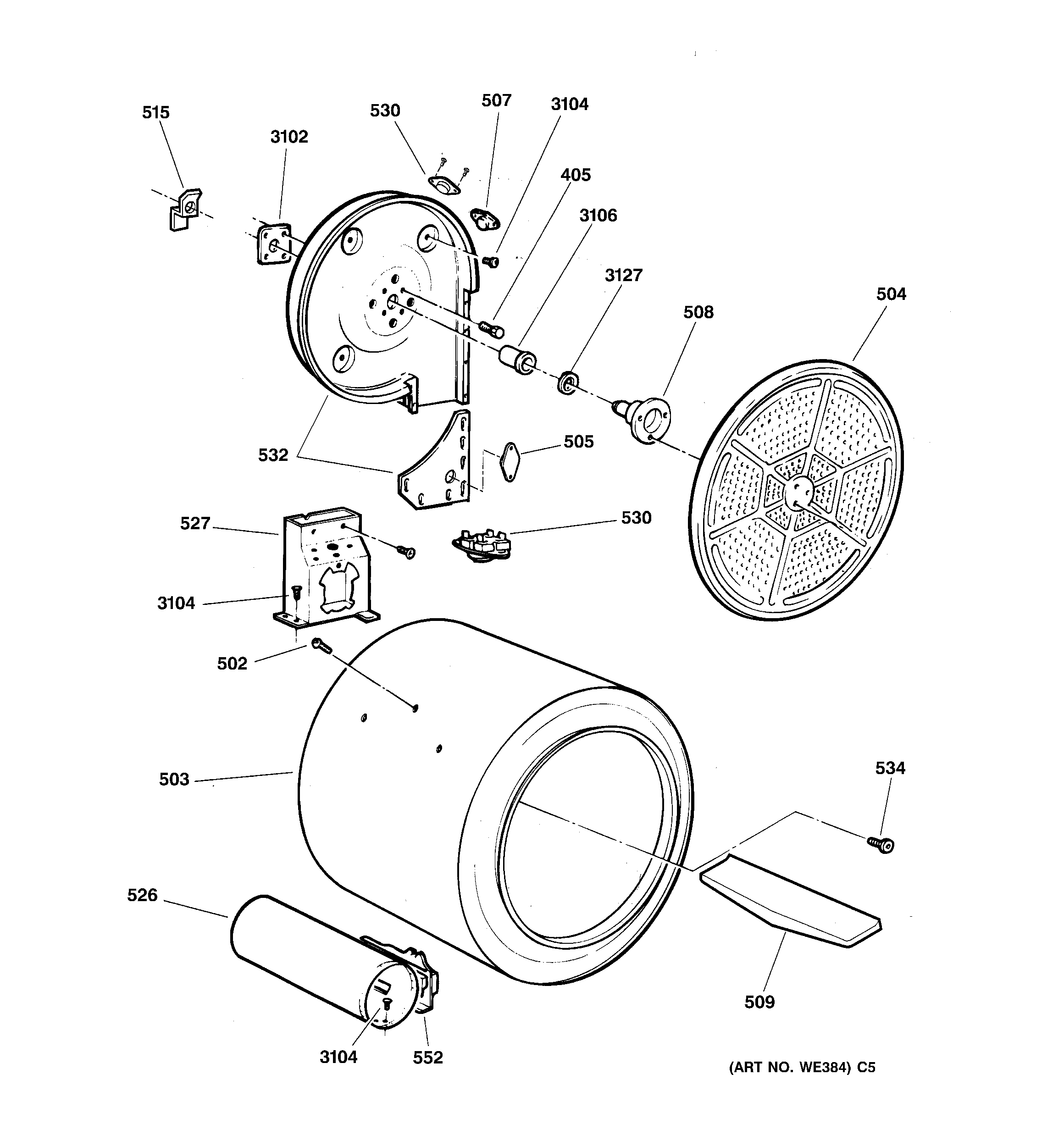 GE DPXQ473GT6WW drum diagram