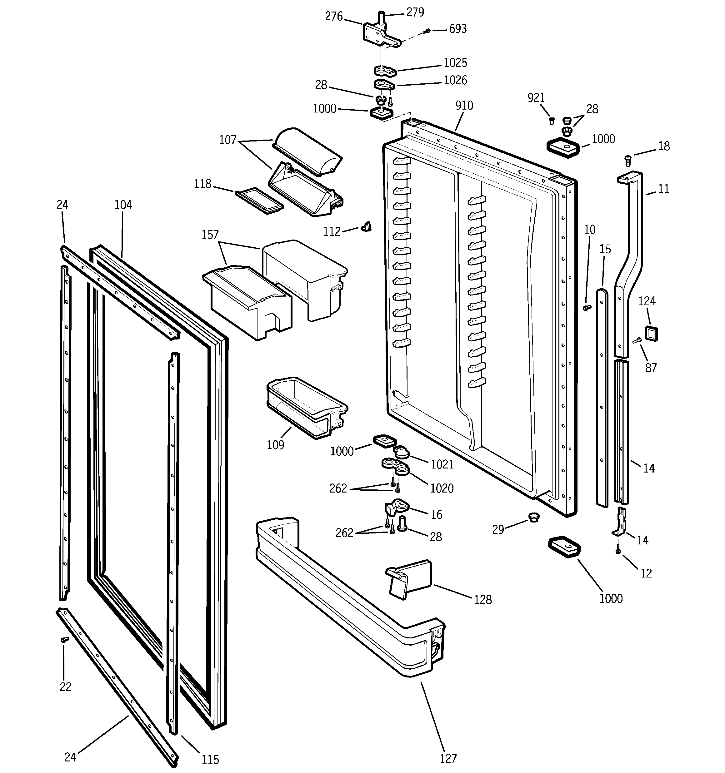 GE PTC22MBMALBB fresh food door diagram