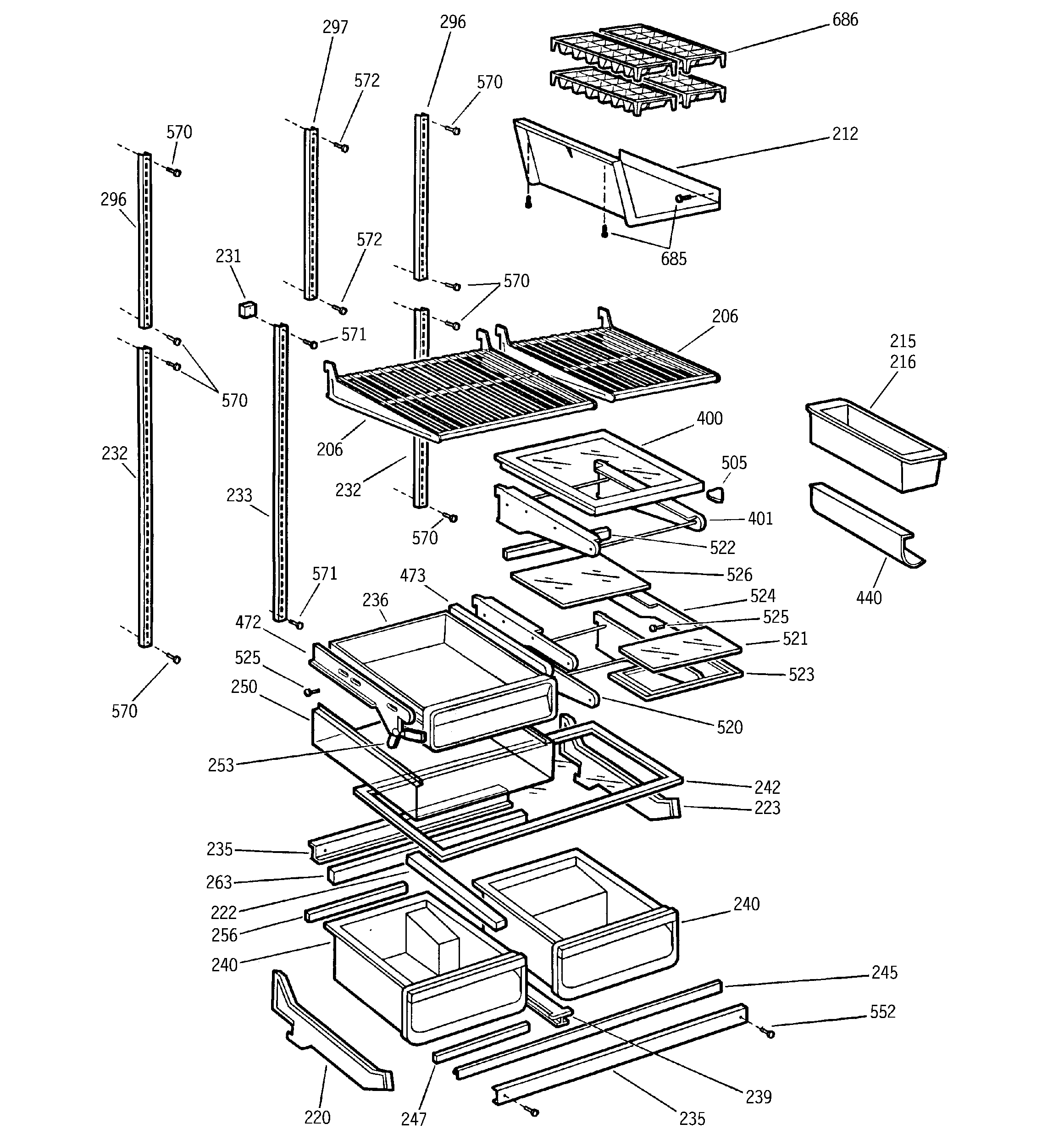 GE PTC22MBMALBB shelves diagram