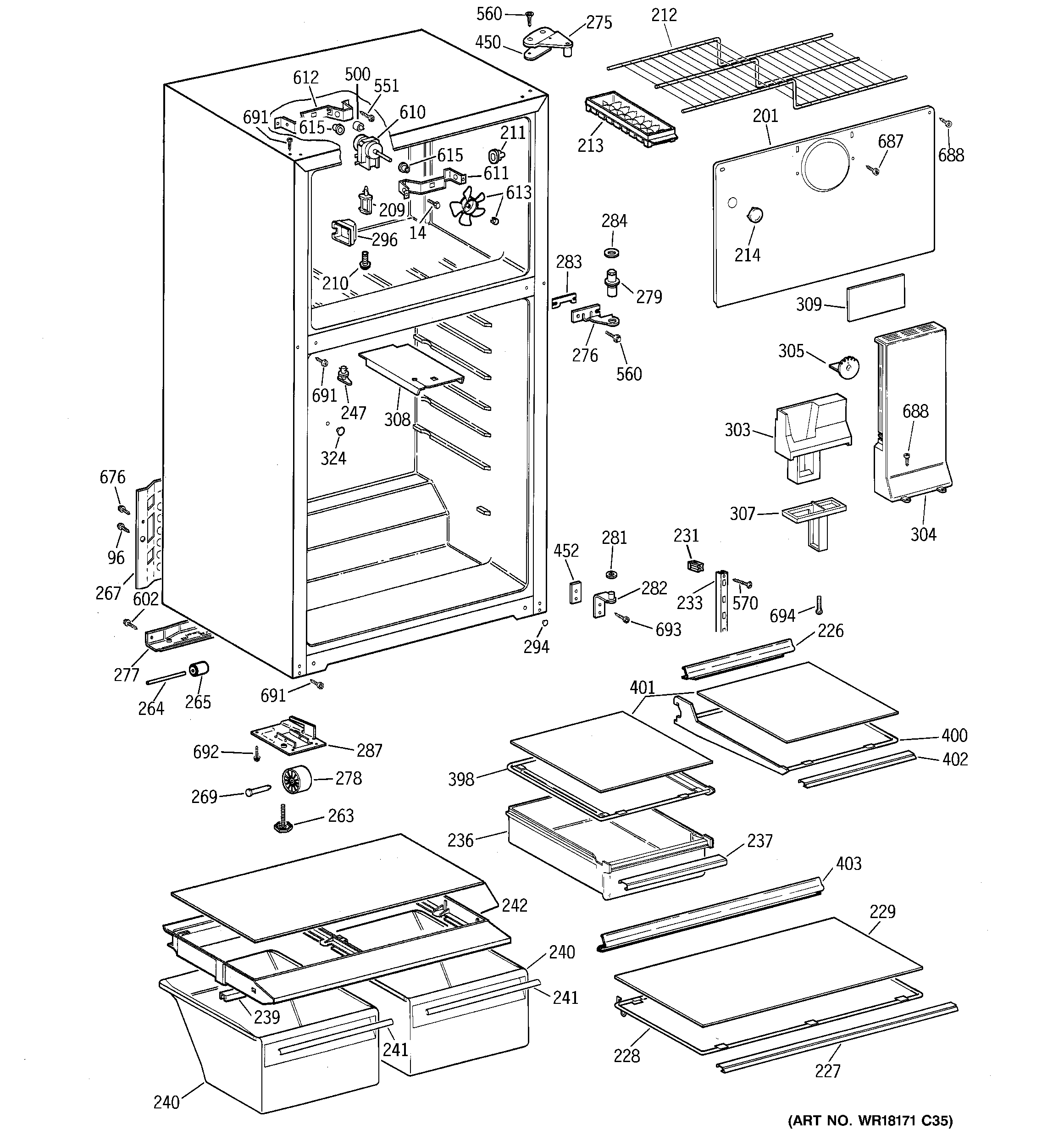 Hotpoint HTS16HBMBRAA cabinet diagram