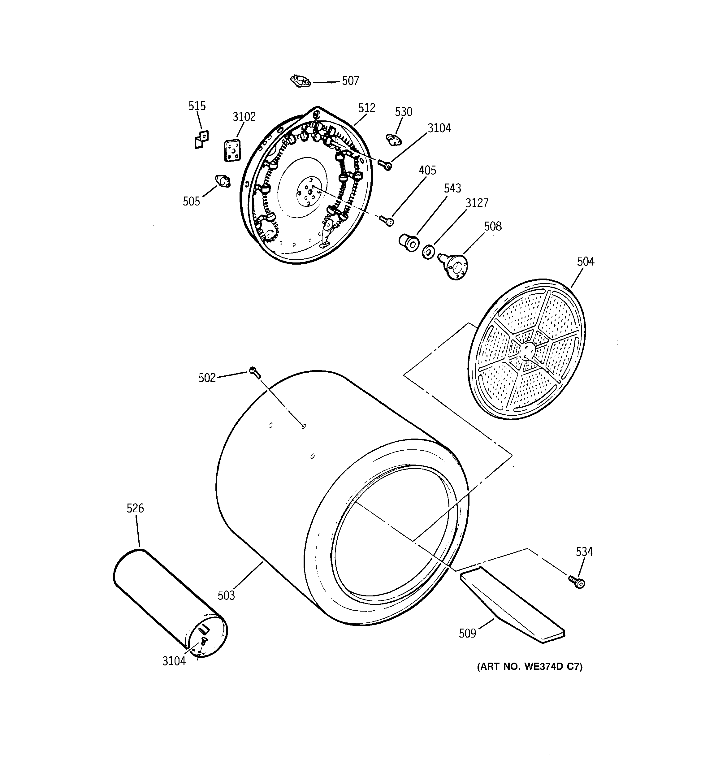 Hotpoint NWXR473GT5AB drum diagram