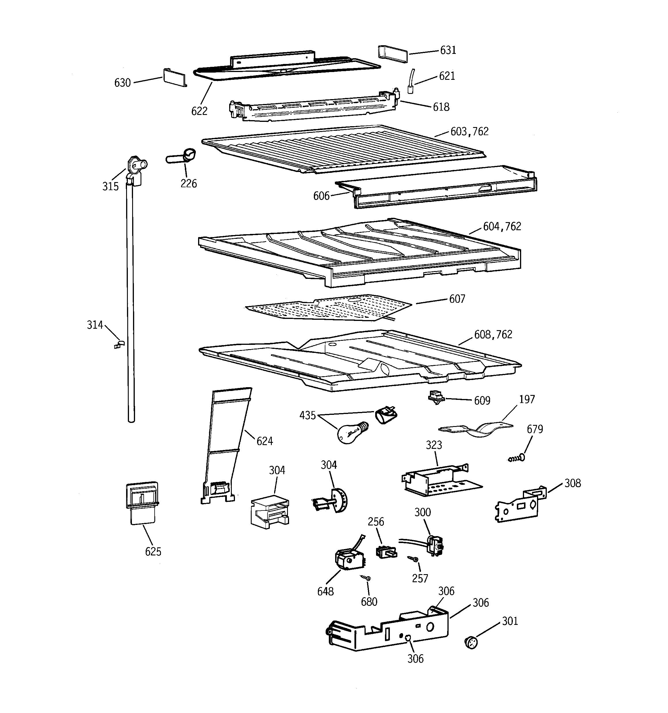 GE TBH22PASFRWW compartment separator parts diagram