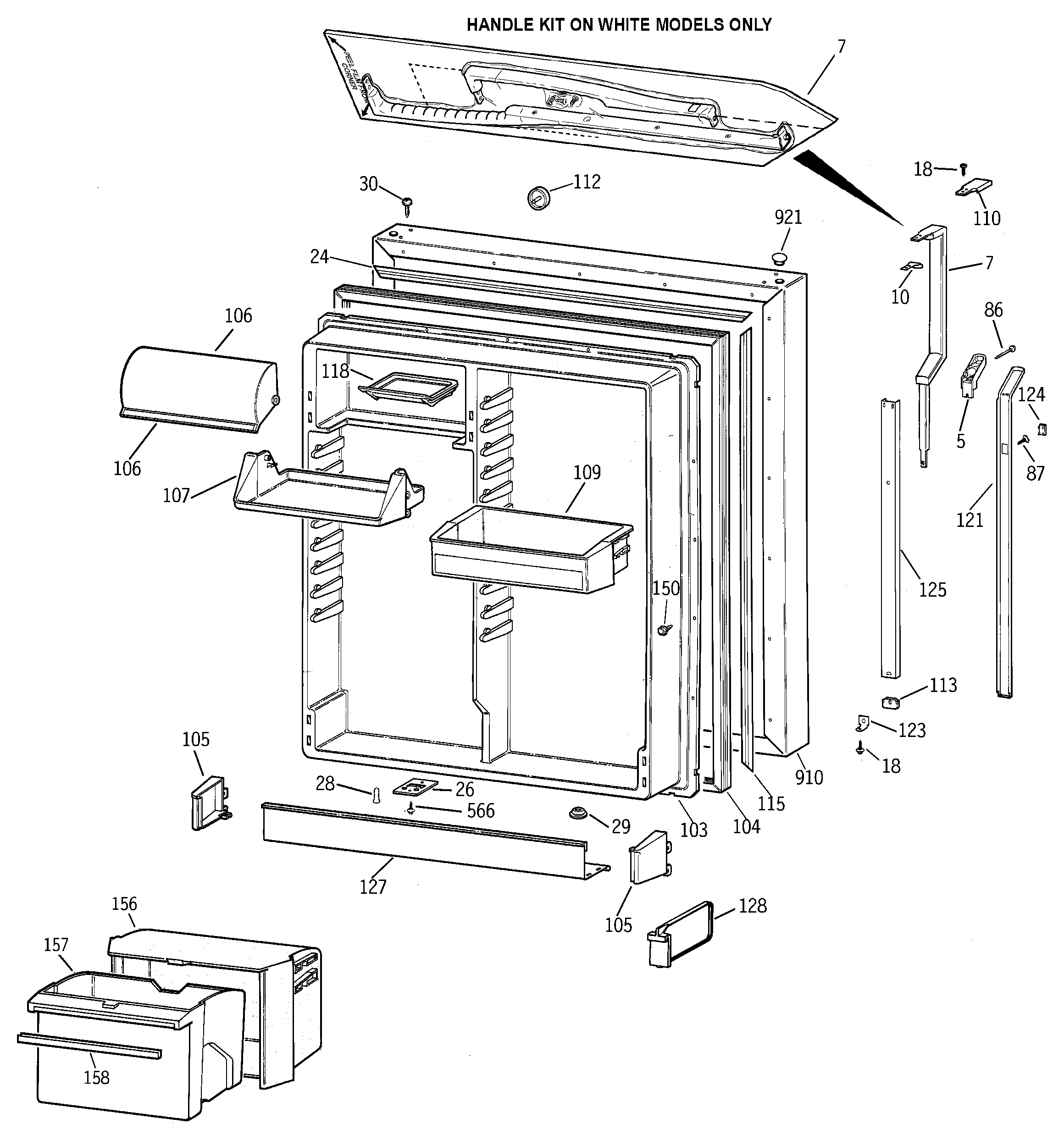 GE TBX22PASSRAA fresh food door diagram