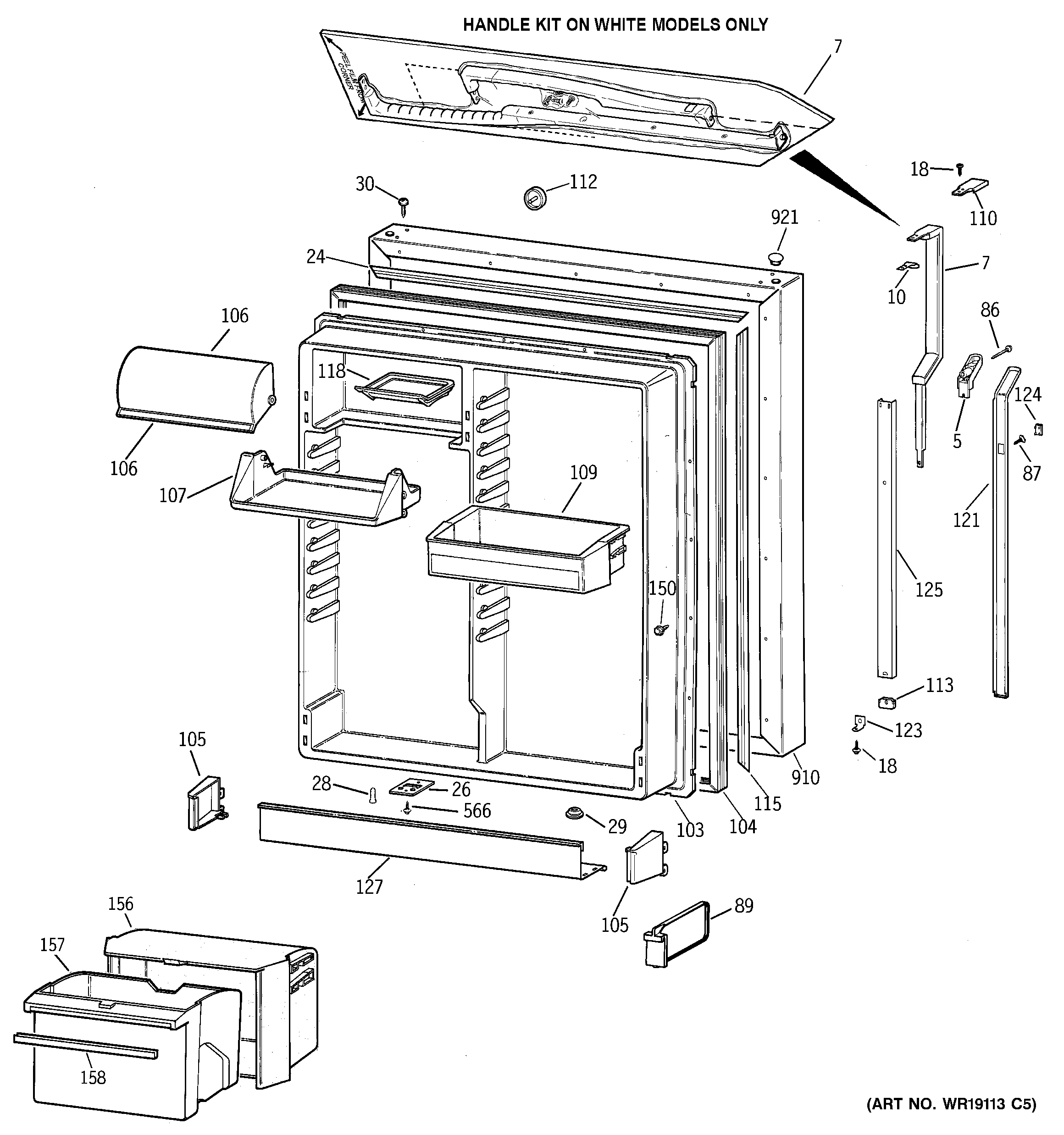 GE TBH22PASSRWW fresh food door diagram