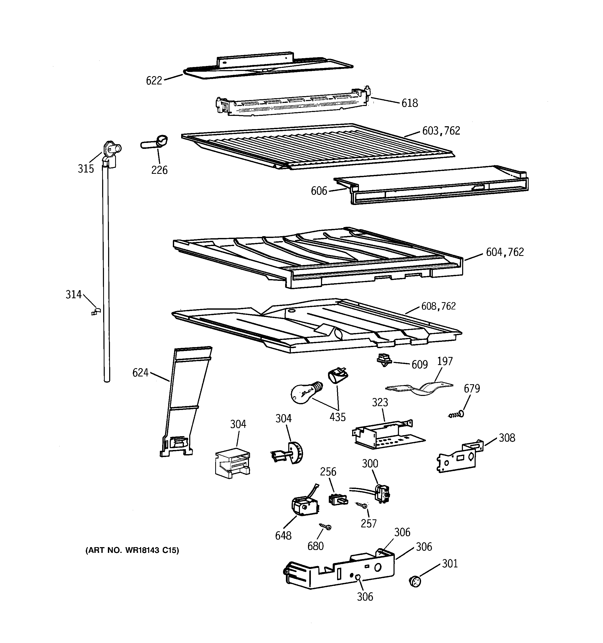 GE TBX19PAXGRAA compartment separator parts diagram