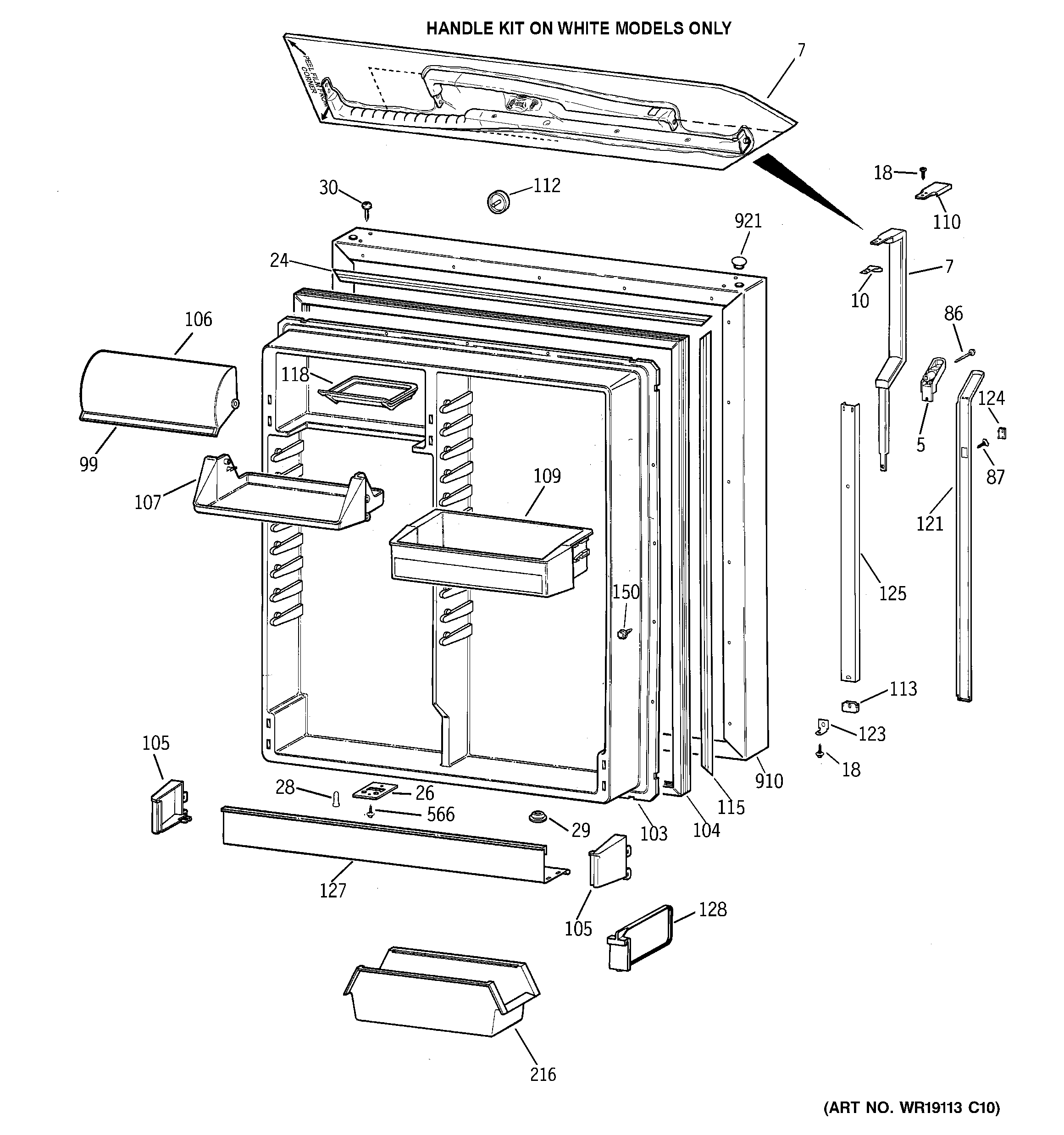GE TBX22QAYDRAA fresh food door diagram