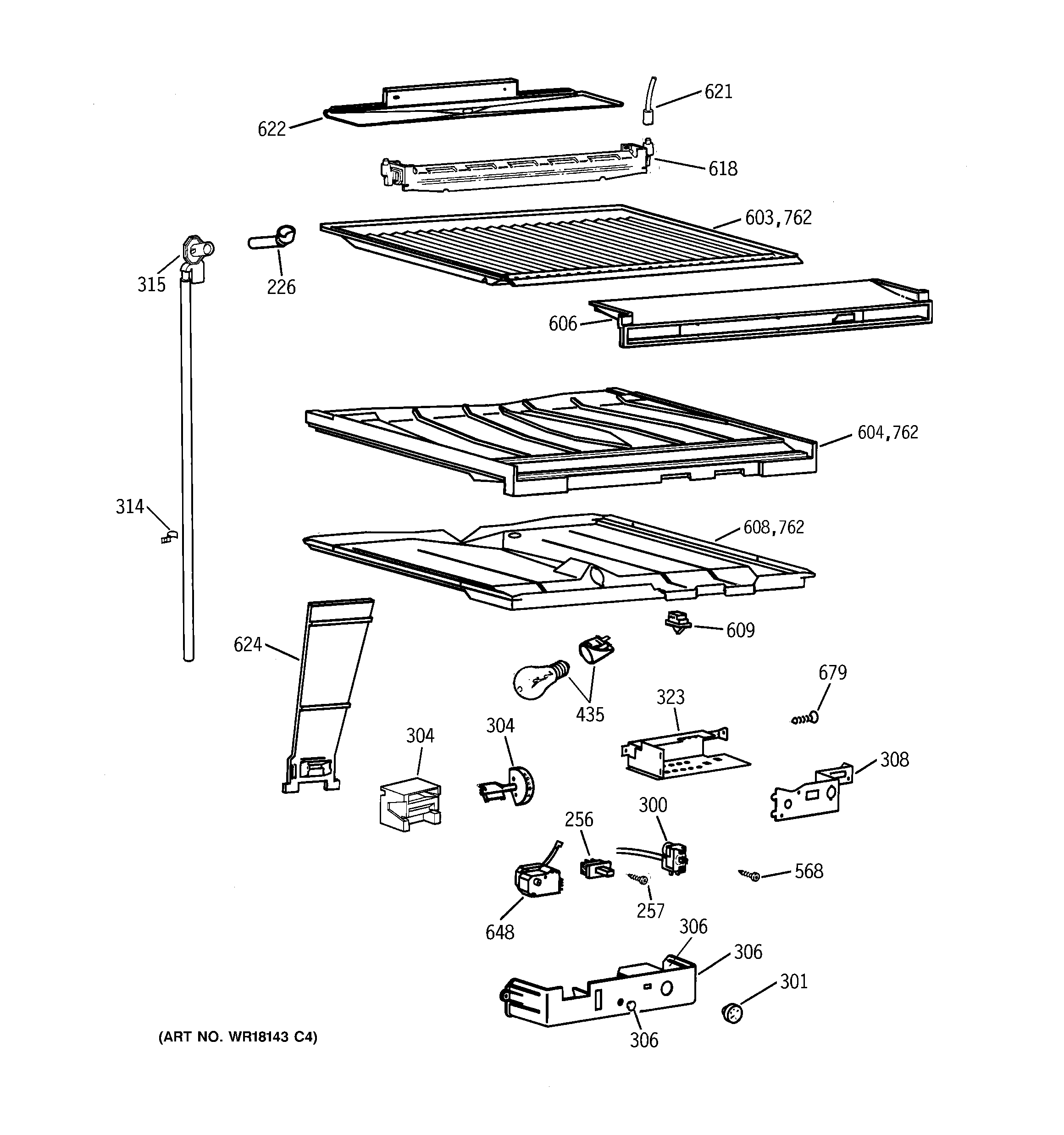GE TBH22PASERWW compartment separator parts diagram