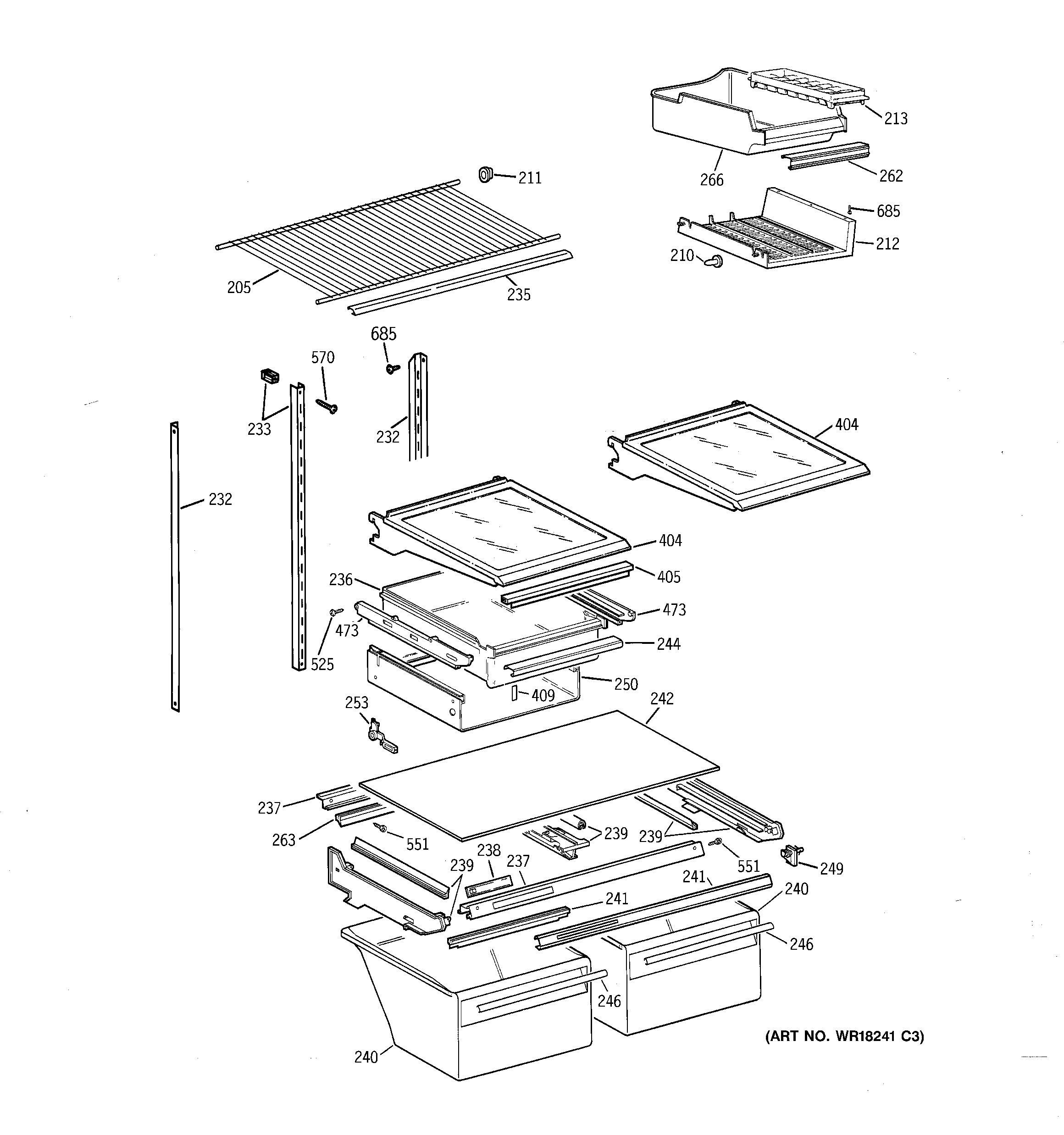 GE TBX18ZIXFRAA shelf parts diagram