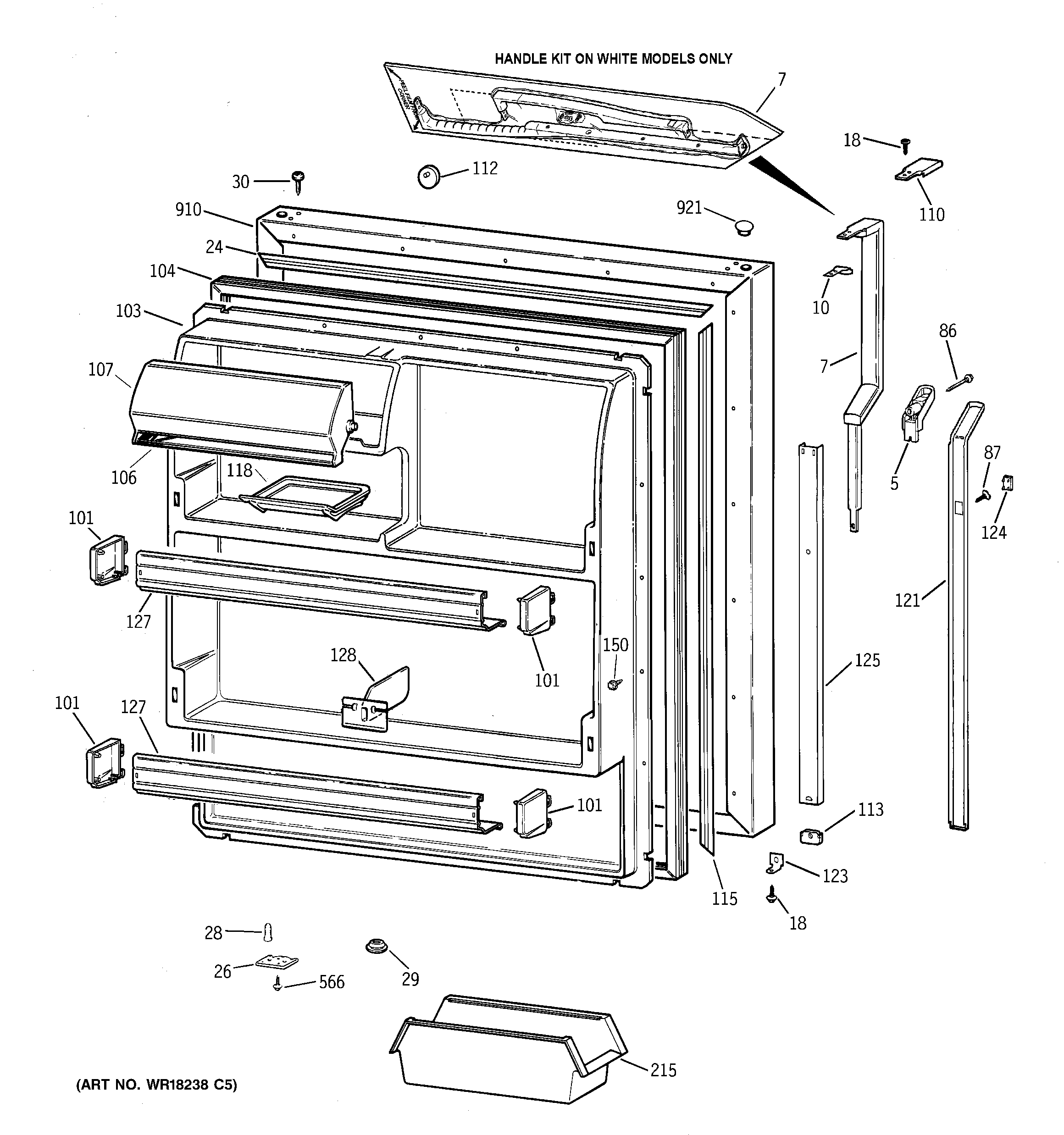 GE TBX18ZAXGRAA fresh food door diagram