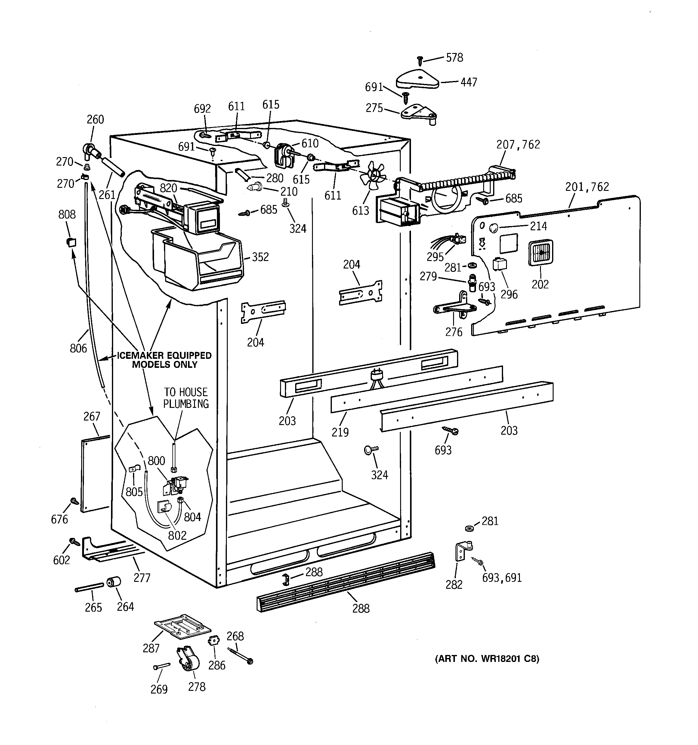 GE TBX18ZAXGRAA cabinet parts diagram