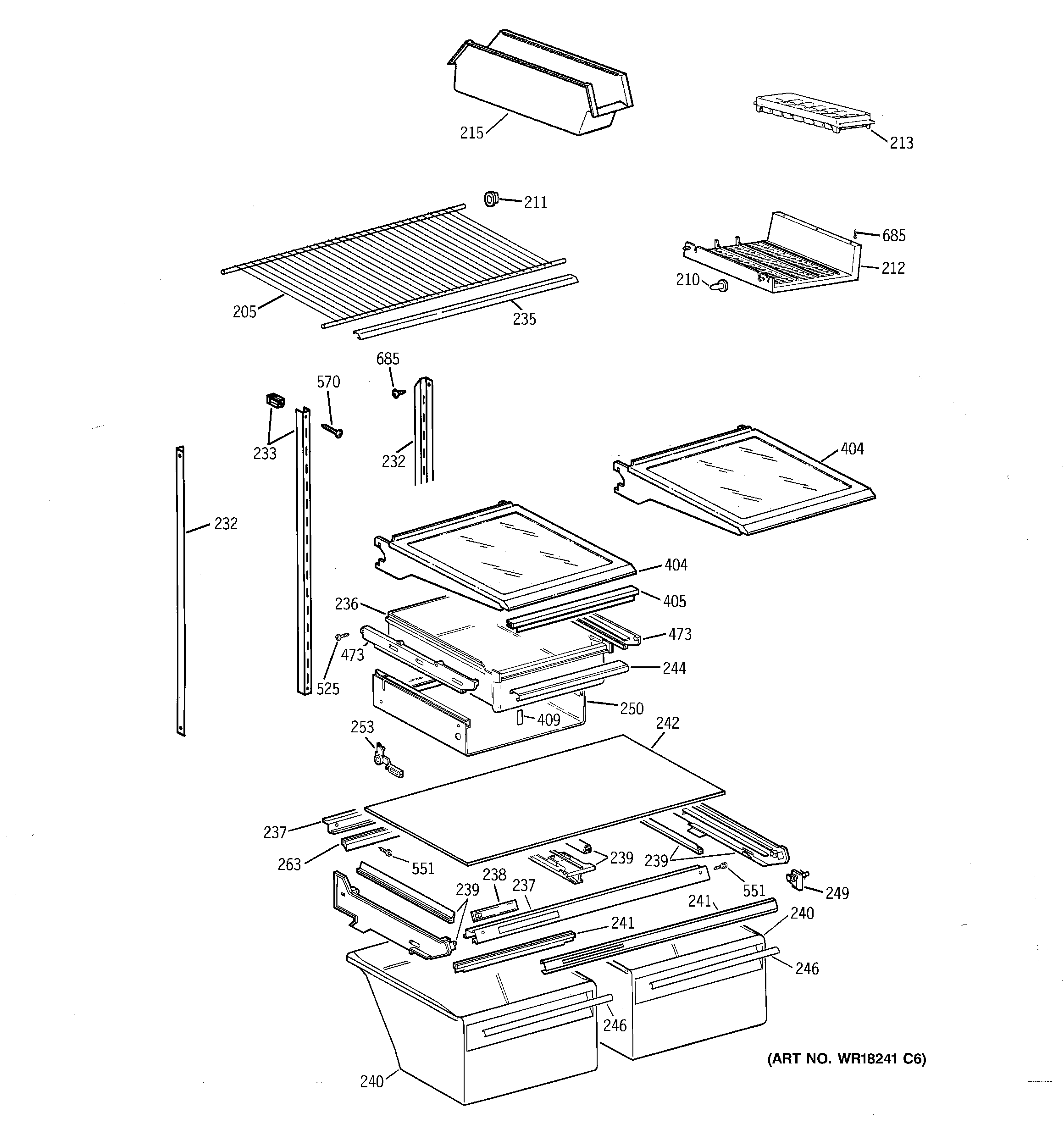GE TBX18ZAXGRAA shelf parts diagram